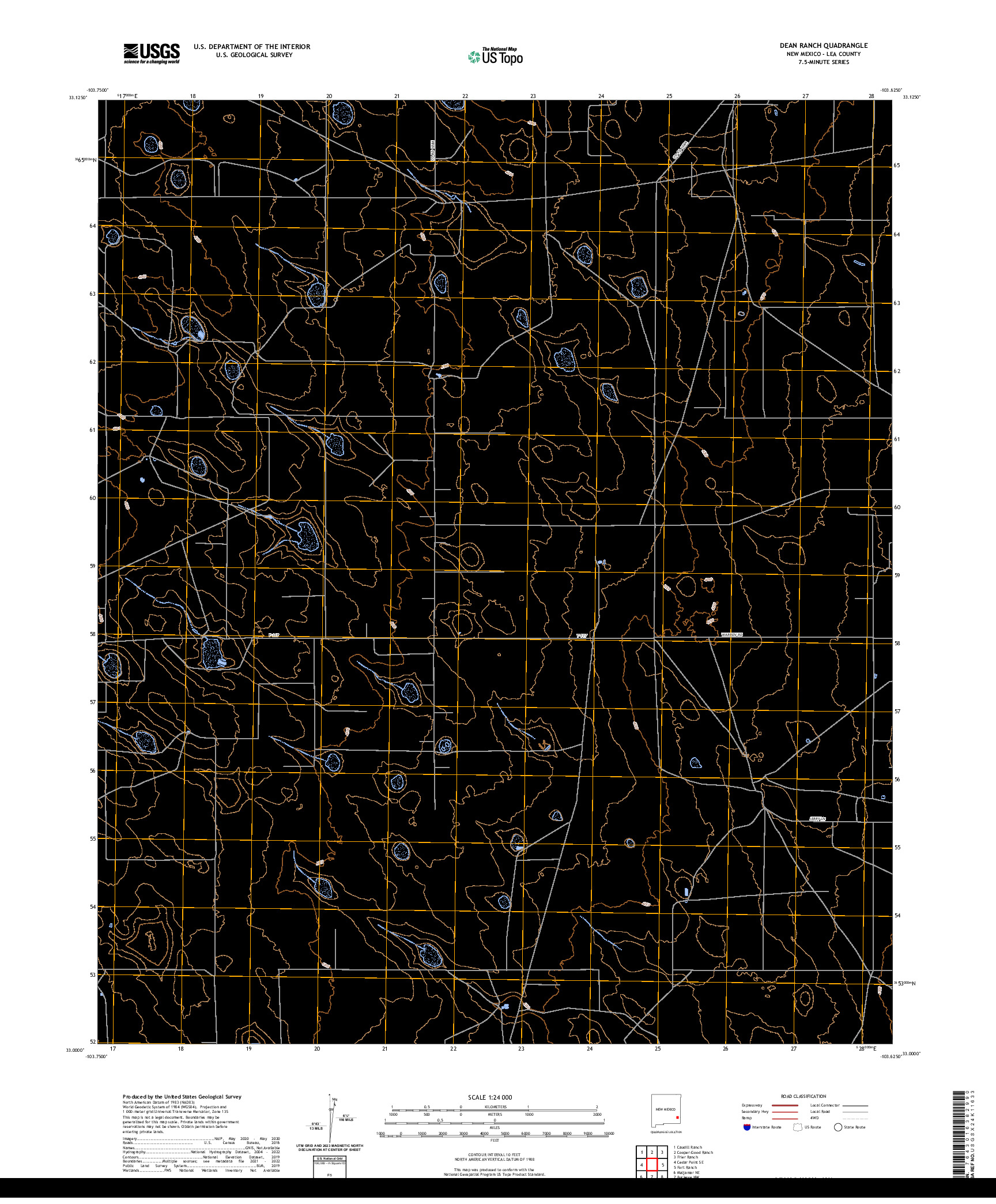 US TOPO 7.5-MINUTE MAP FOR DEAN RANCH, NM