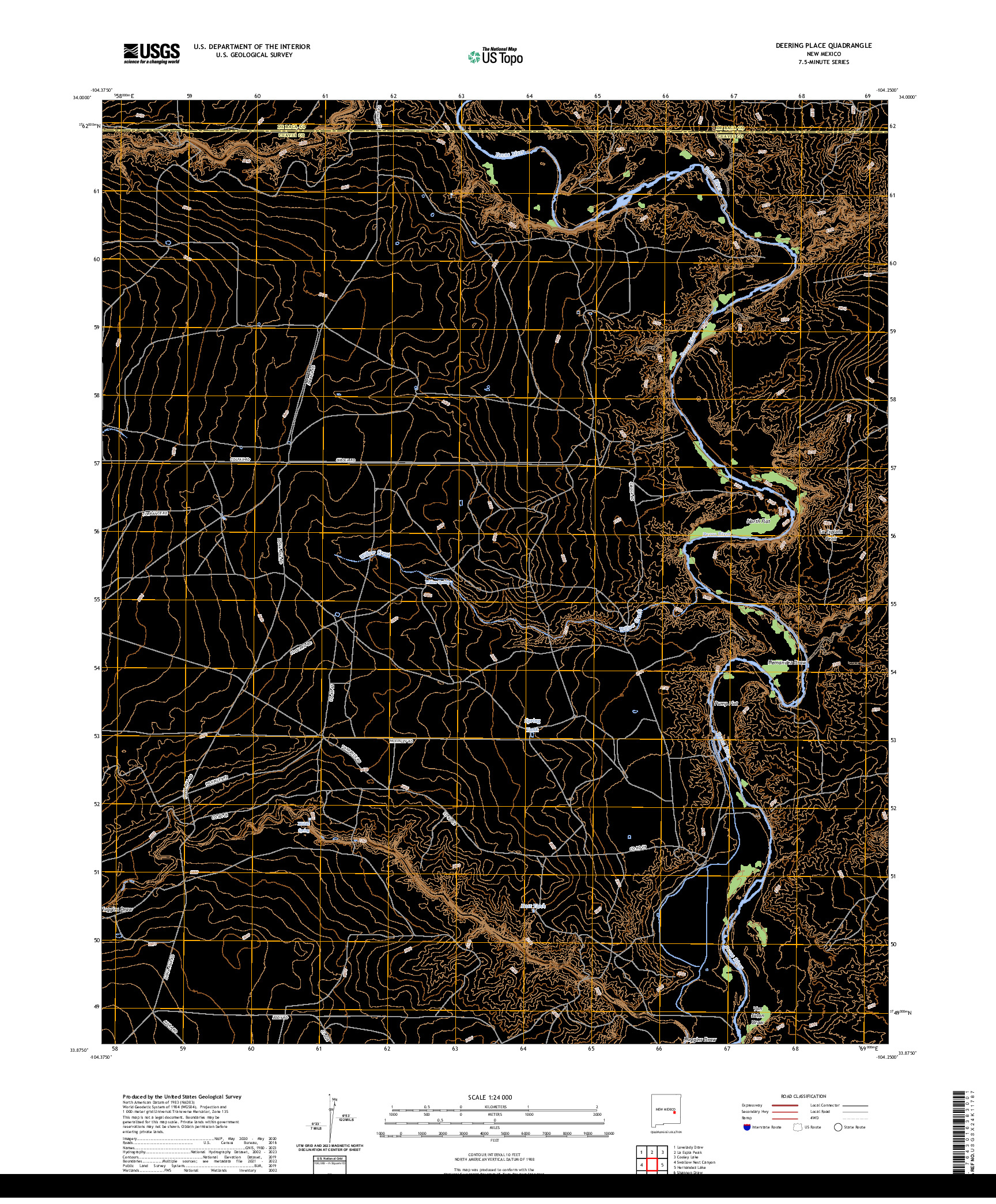 US TOPO 7.5-MINUTE MAP FOR DEERING PLACE, NM