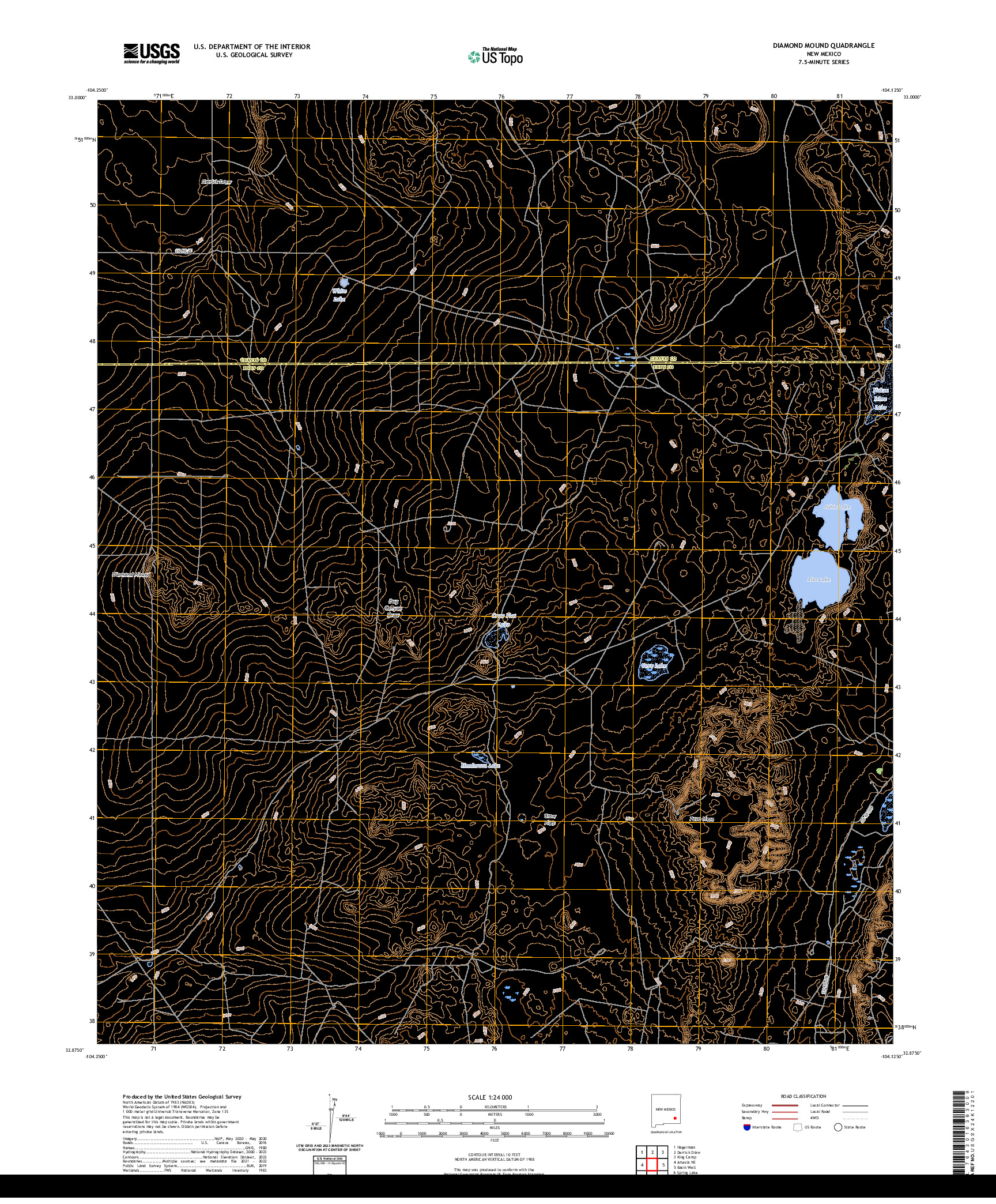 US TOPO 7.5-MINUTE MAP FOR DIAMOND MOUND, NM