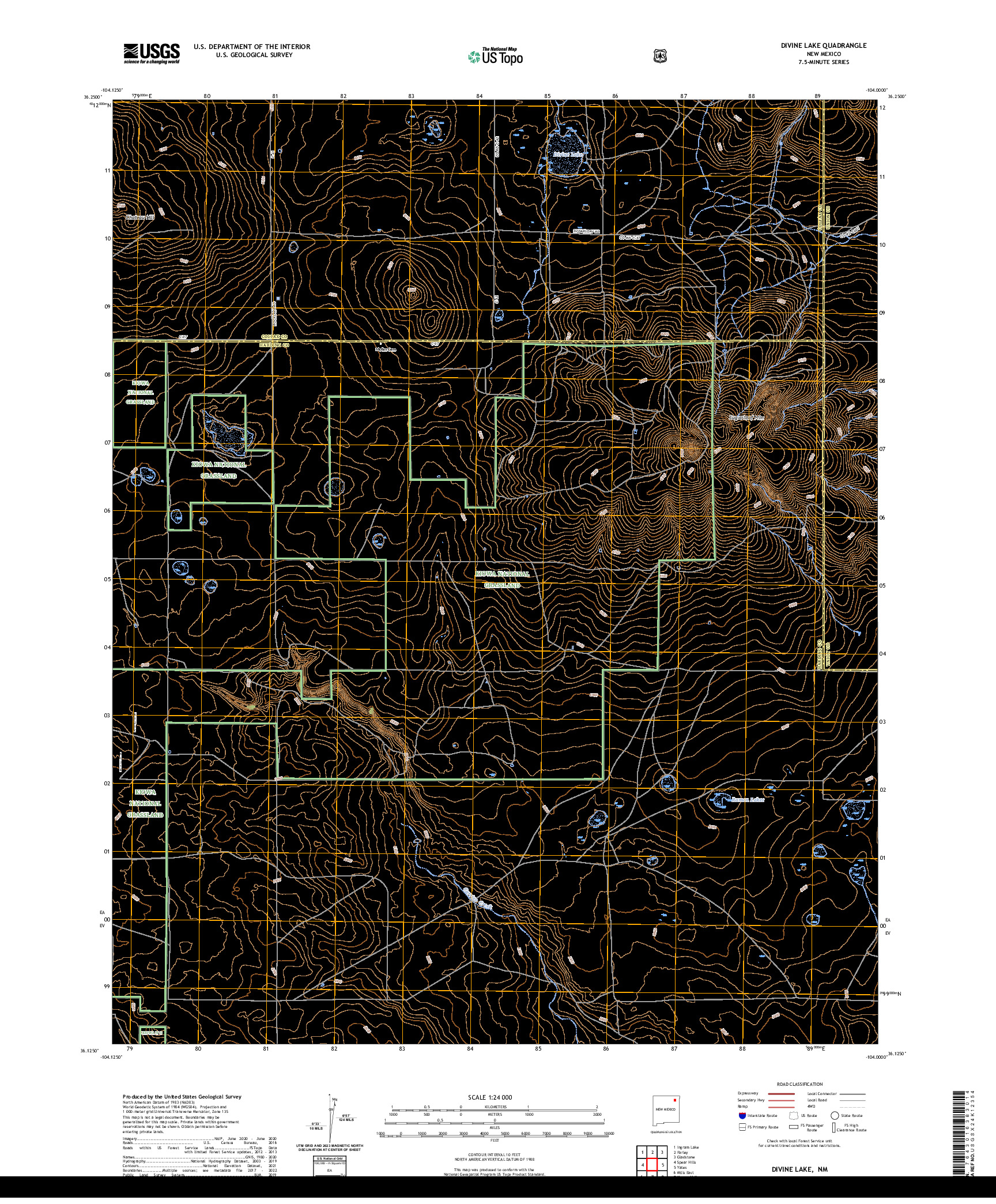 US TOPO 7.5-MINUTE MAP FOR DIVINE LAKE, NM