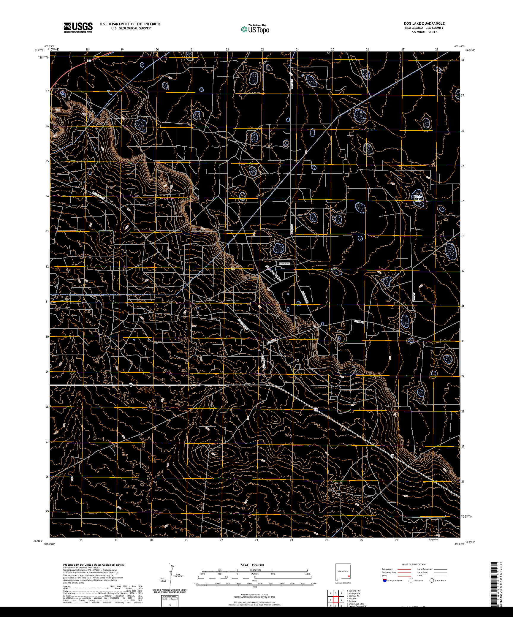 US TOPO 7.5-MINUTE MAP FOR DOG LAKE, NM