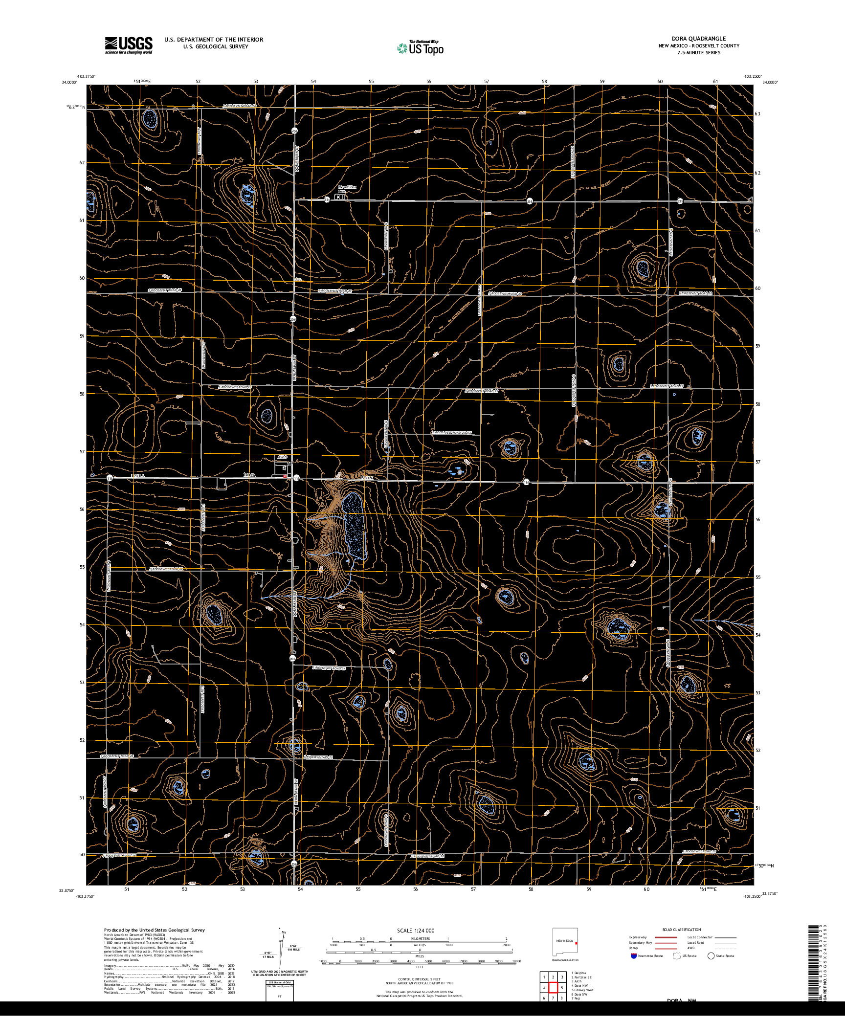 US TOPO 7.5-MINUTE MAP FOR DORA, NM