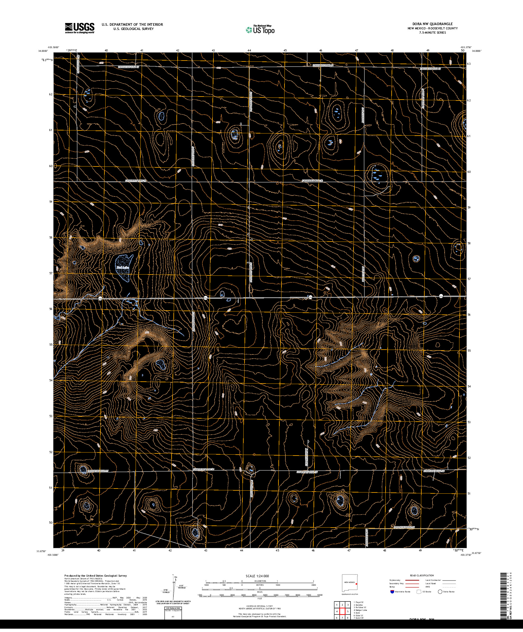 US TOPO 7.5-MINUTE MAP FOR DORA NW, NM