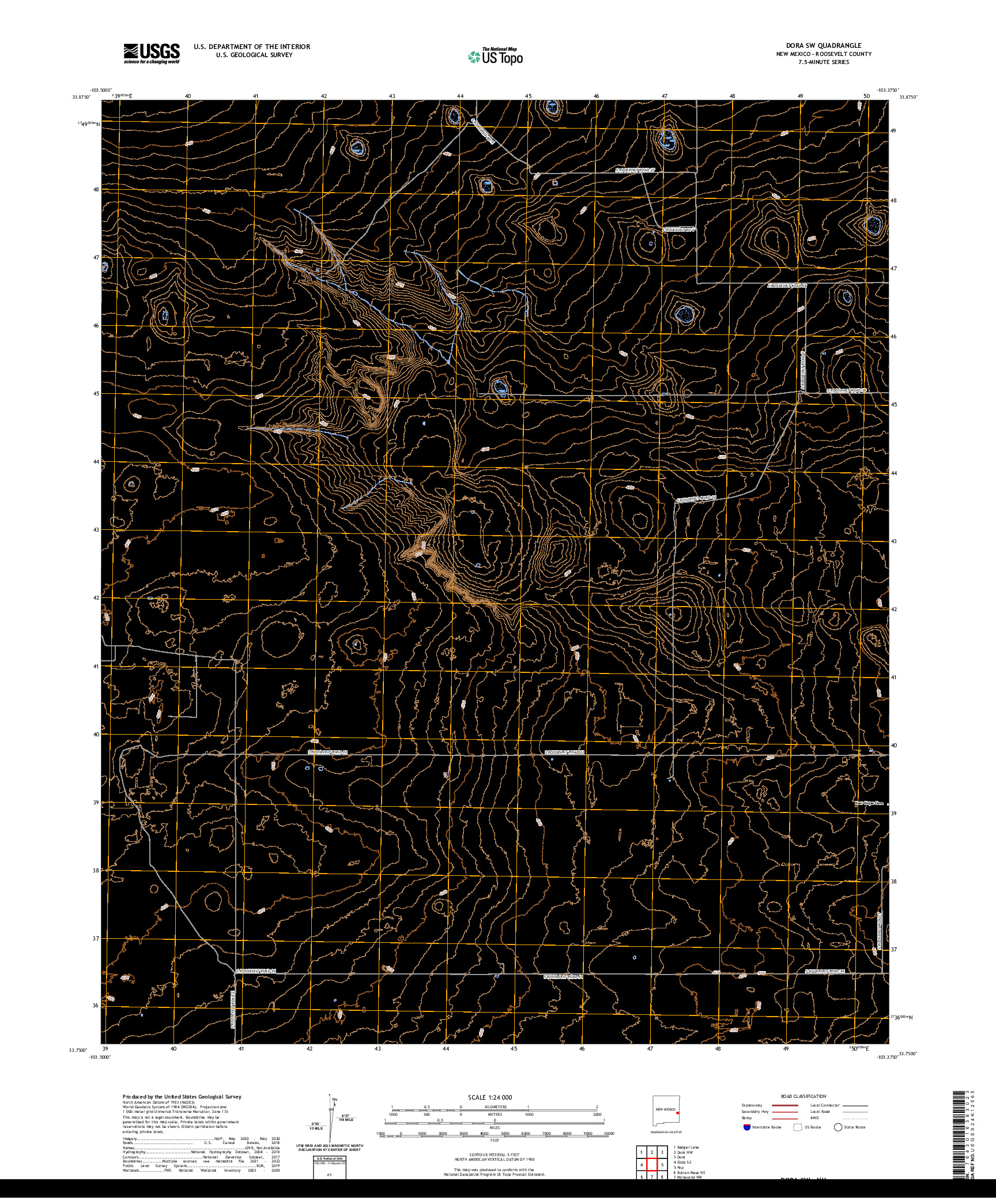 US TOPO 7.5-MINUTE MAP FOR DORA SW, NM