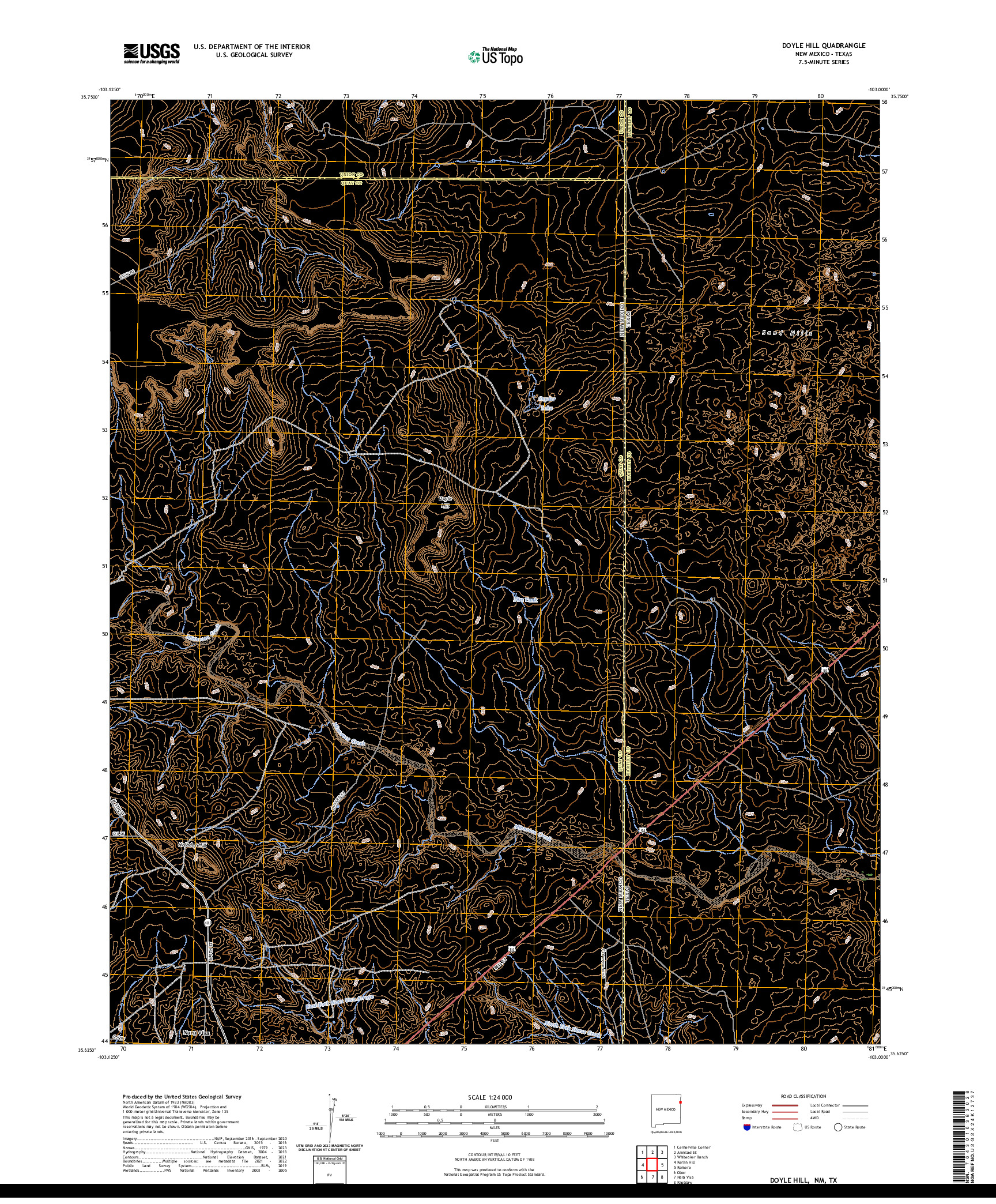 US TOPO 7.5-MINUTE MAP FOR DOYLE HILL, NM,TX