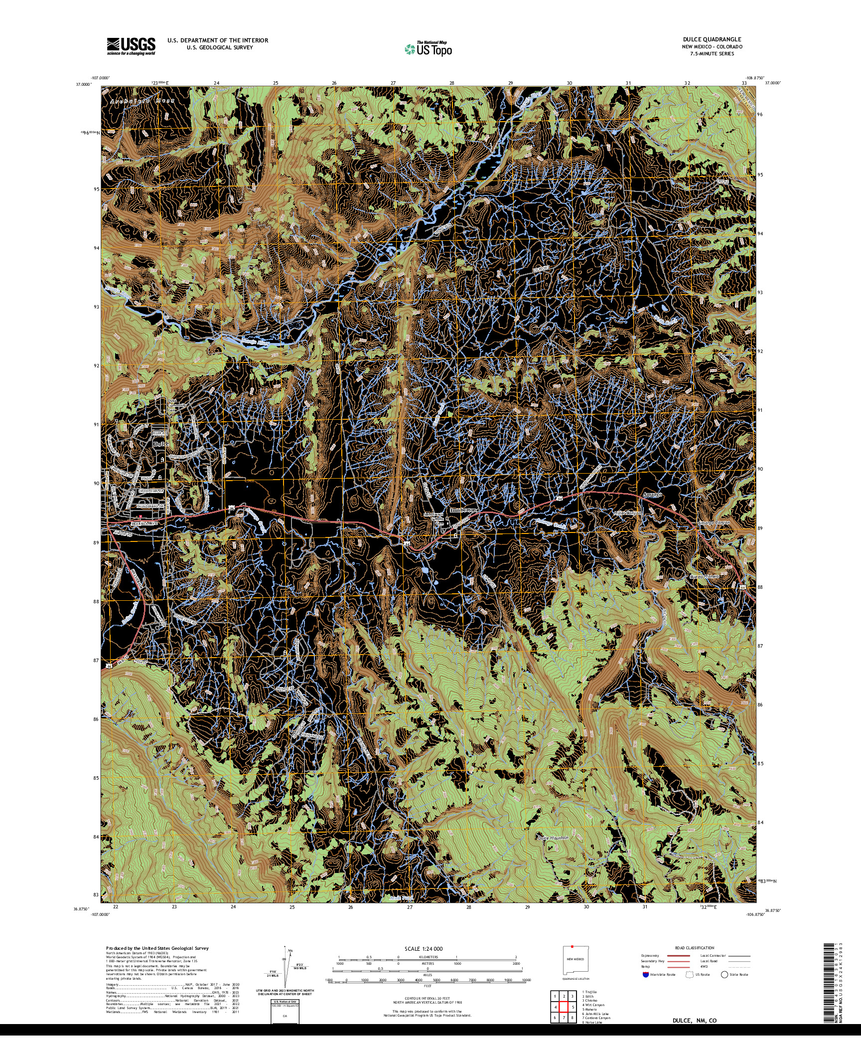 US TOPO 7.5-MINUTE MAP FOR DULCE, NM,CO