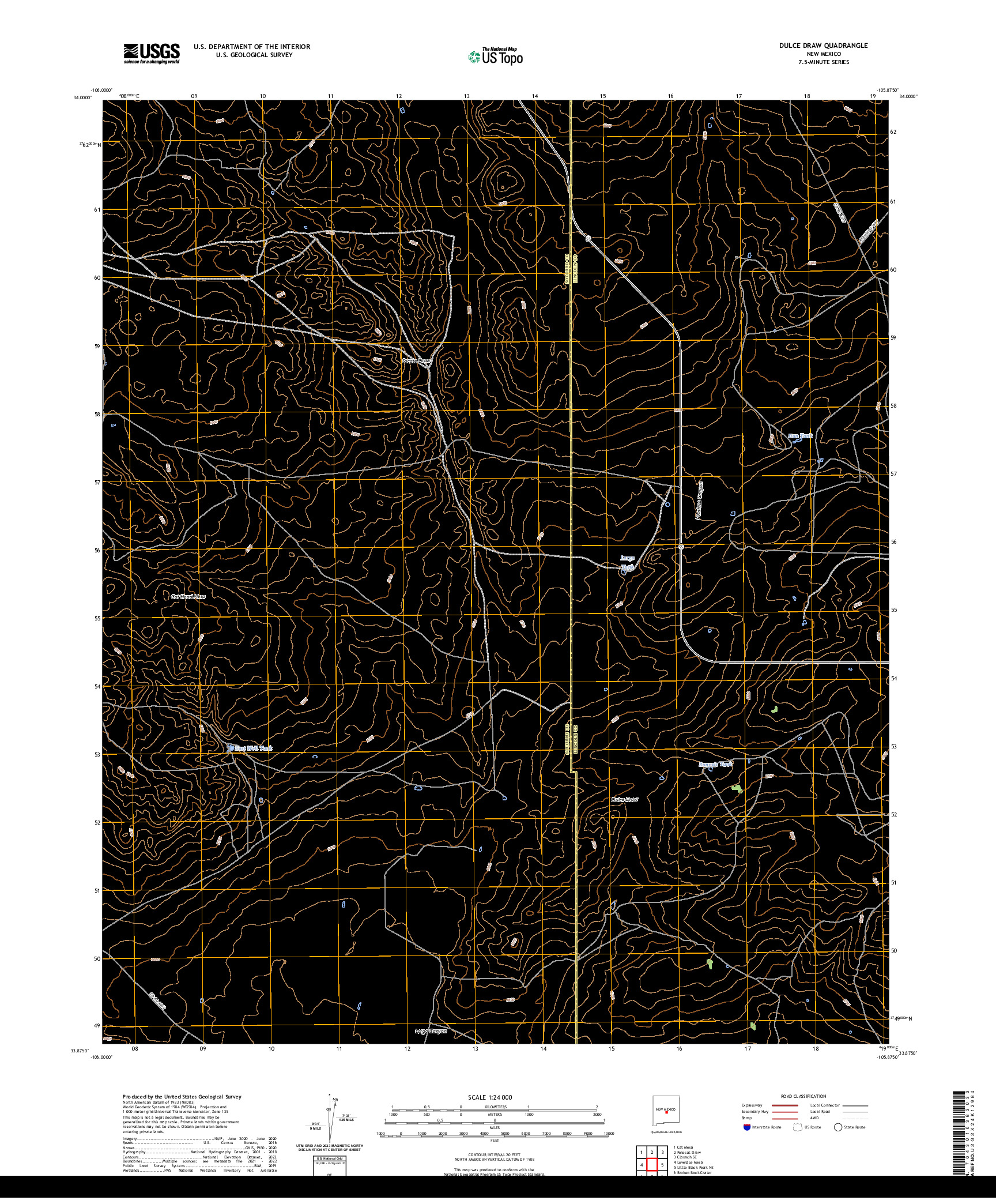 US TOPO 7.5-MINUTE MAP FOR DULCE DRAW, NM