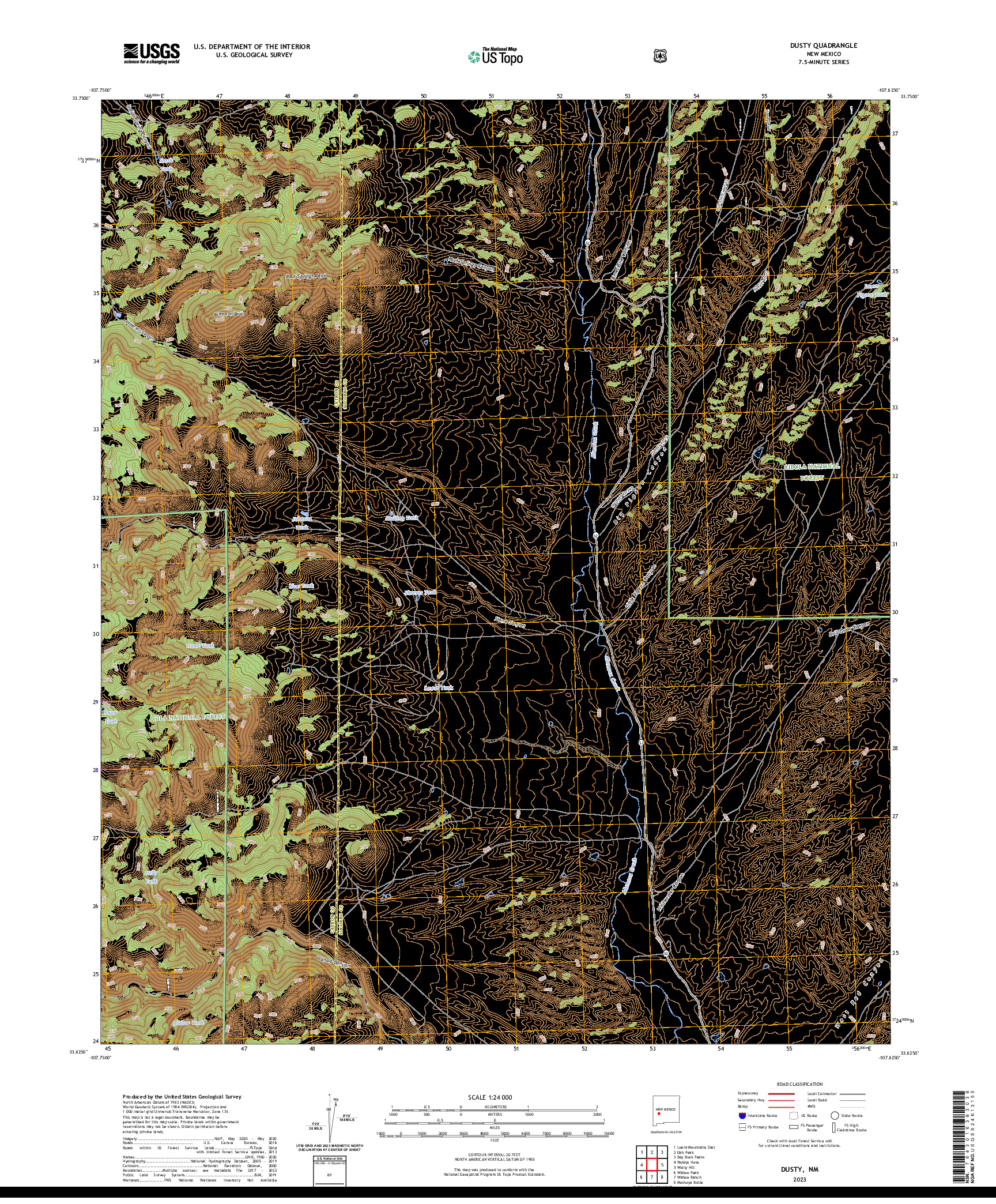 US TOPO 7.5-MINUTE MAP FOR DUSTY, NM