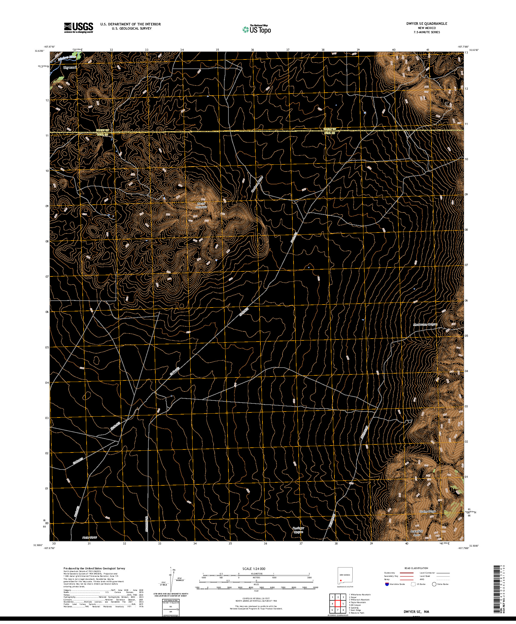 US TOPO 7.5-MINUTE MAP FOR DWYER SE, NM