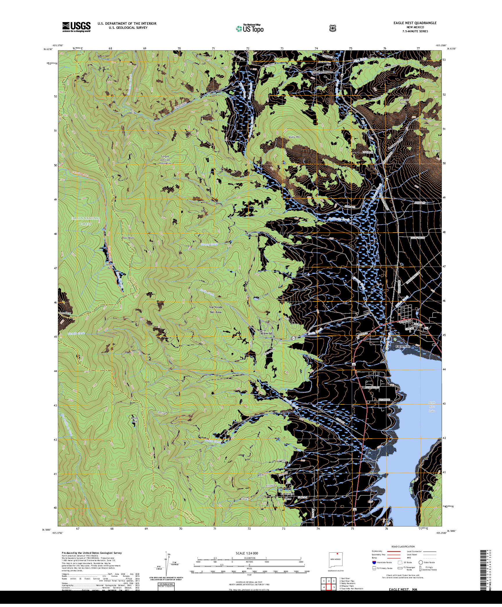 US TOPO 7.5-MINUTE MAP FOR EAGLE NEST, NM