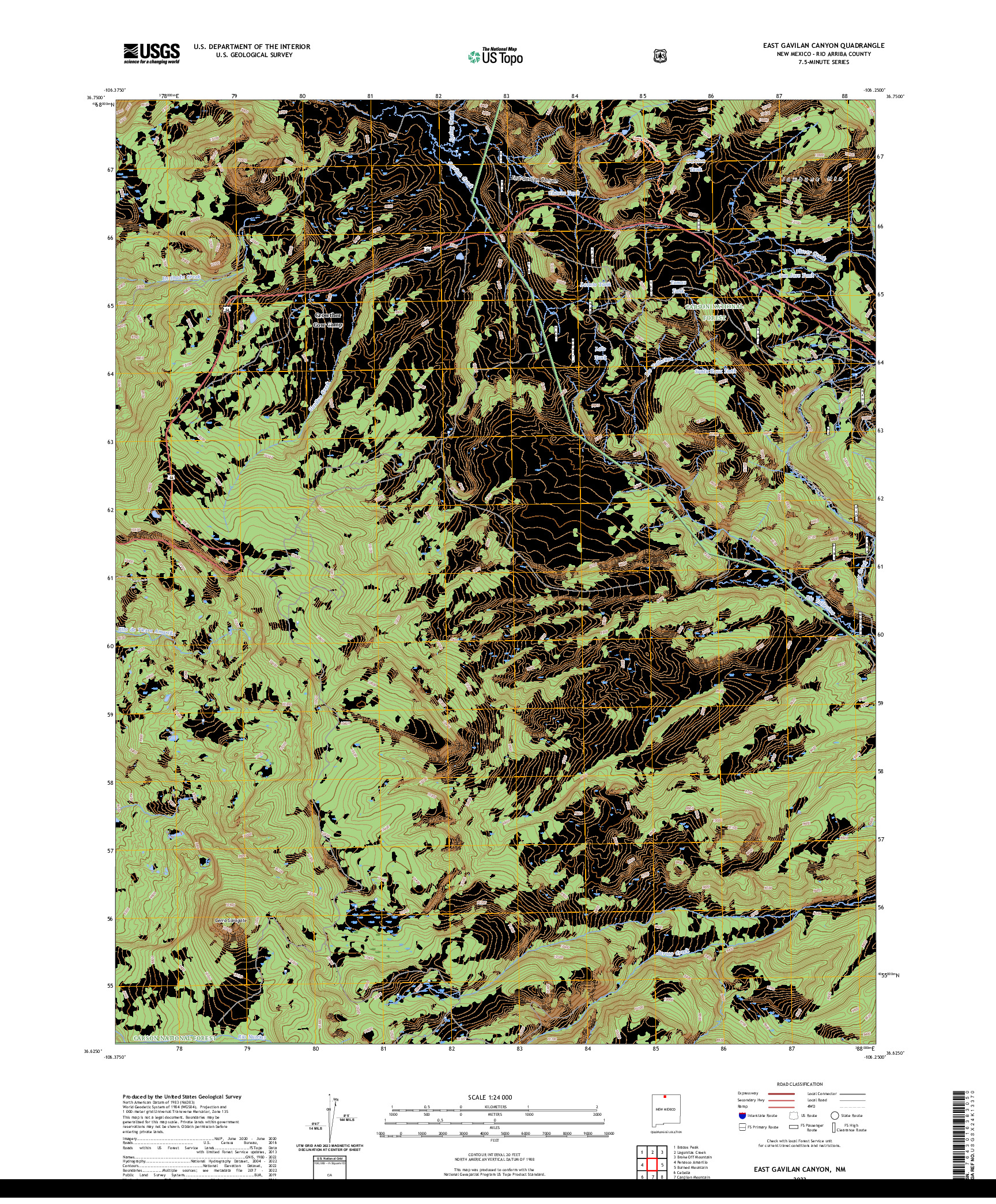 US TOPO 7.5-MINUTE MAP FOR EAST GAVILAN CANYON, NM