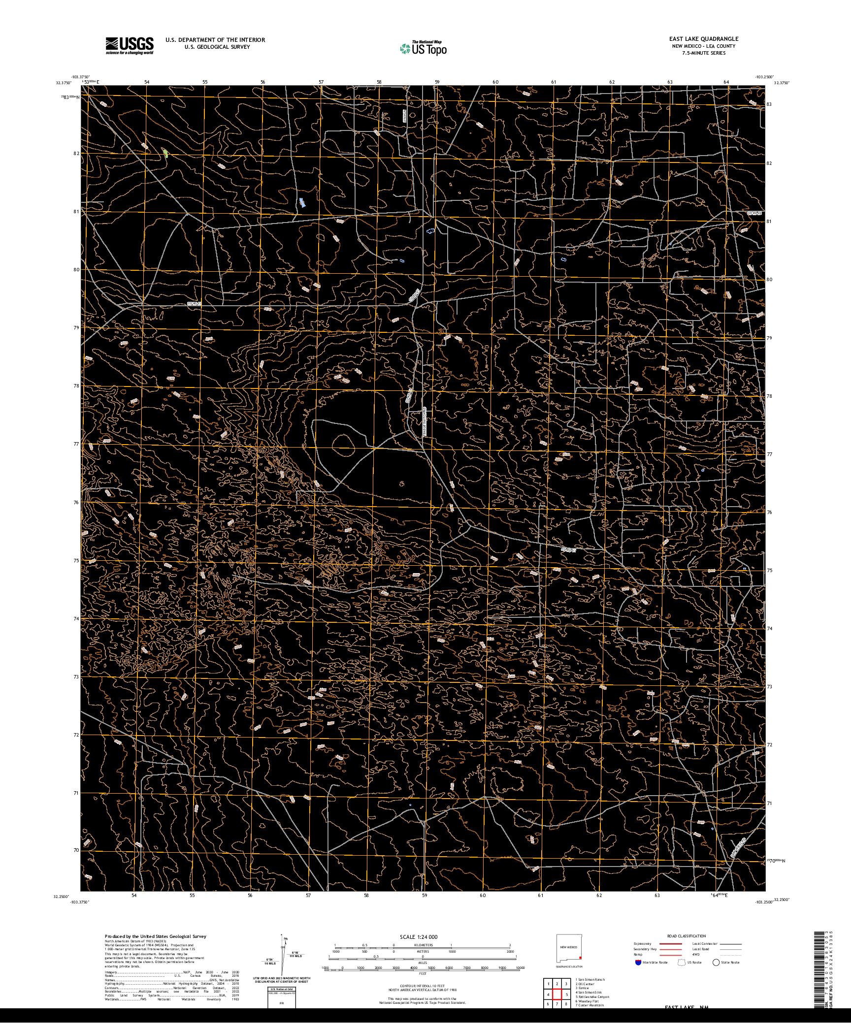 US TOPO 7.5-MINUTE MAP FOR EAST LAKE, NM