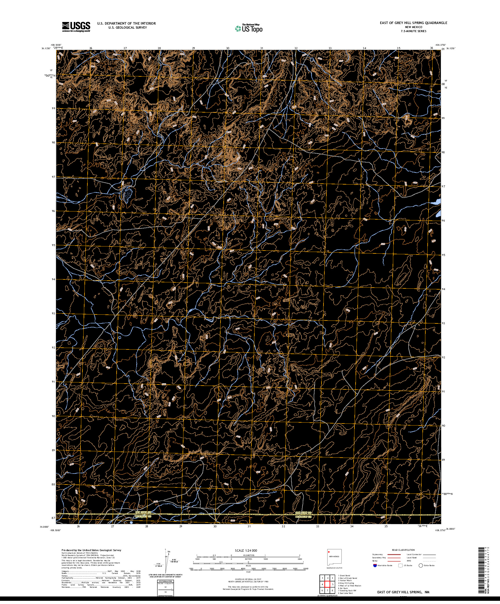 US TOPO 7.5-MINUTE MAP FOR EAST OF GREY HILL SPRING, NM