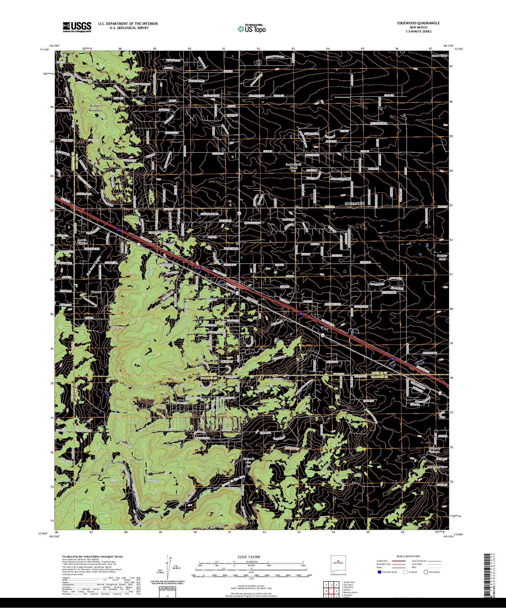 US TOPO 7.5-MINUTE MAP FOR EDGEWOOD, NM