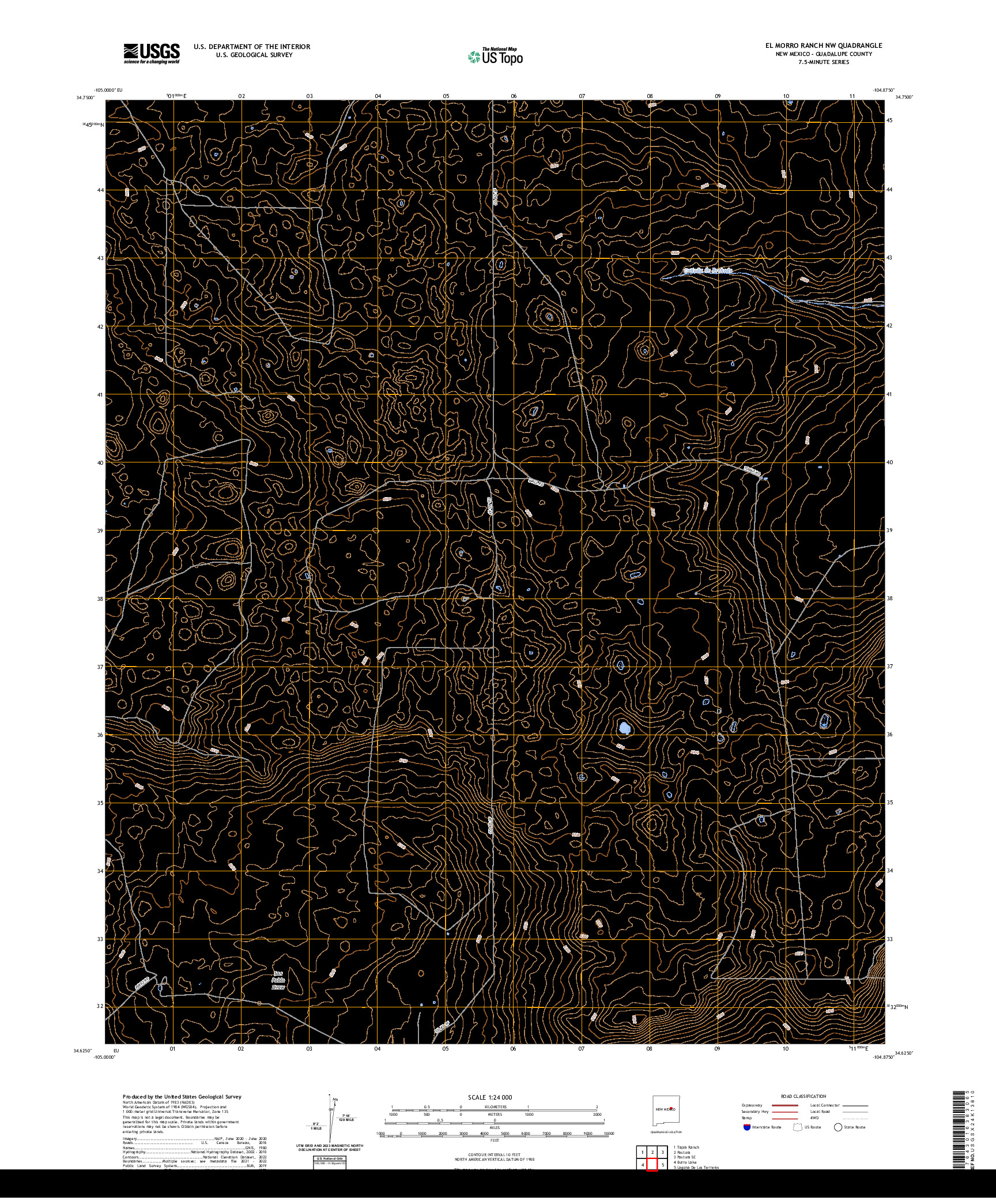 US TOPO 7.5-MINUTE MAP FOR EL MORRO RANCH NW, NM