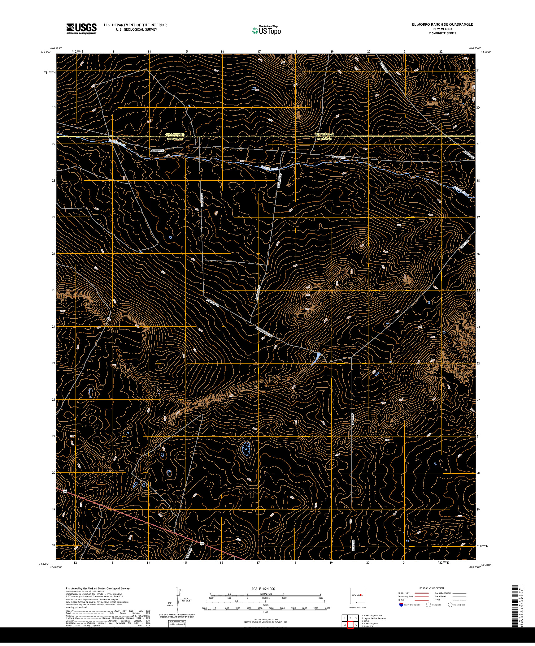 US TOPO 7.5-MINUTE MAP FOR EL MORRO RANCH SE, NM