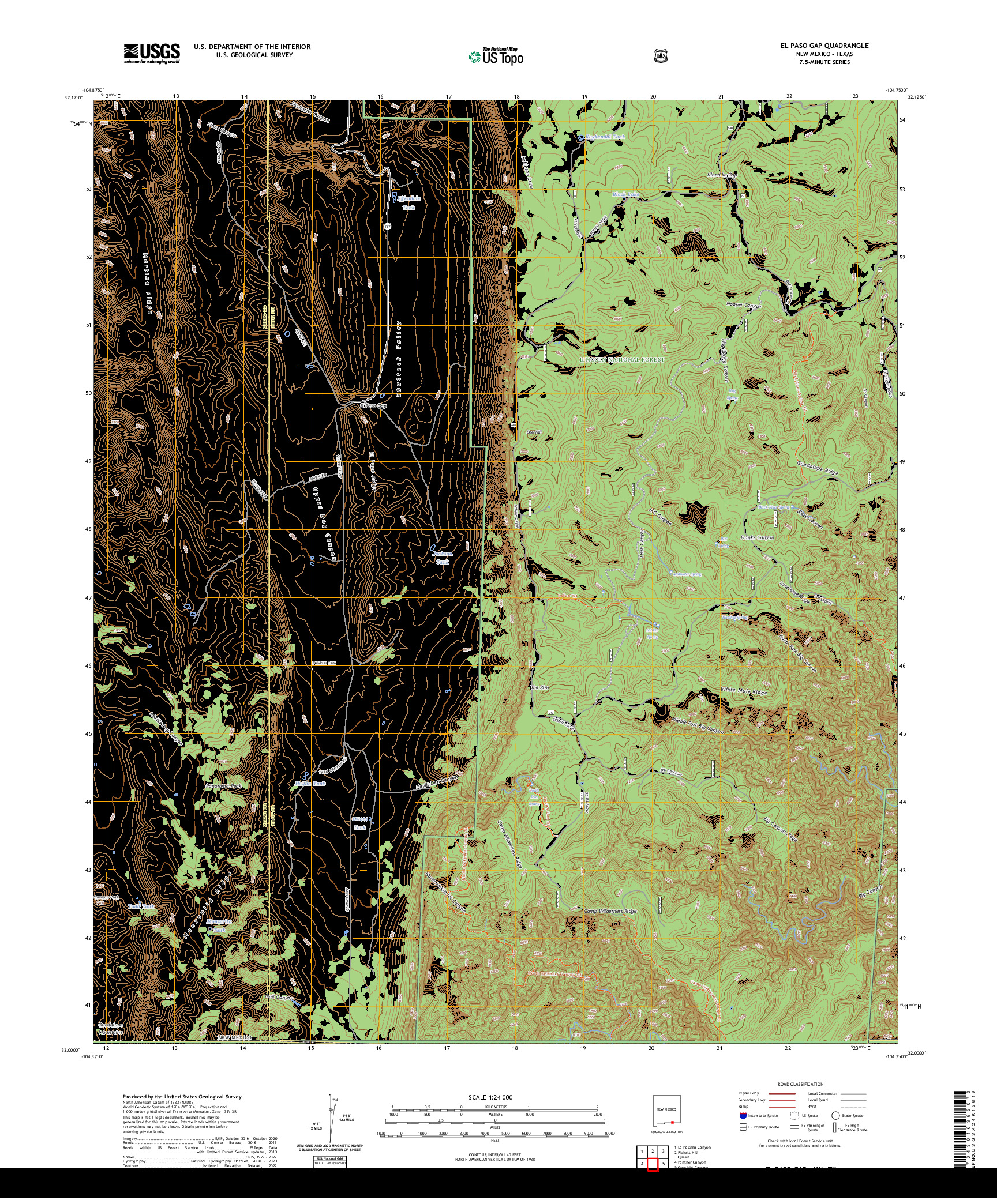 US TOPO 7.5-MINUTE MAP FOR EL PASO GAP, NM,TX