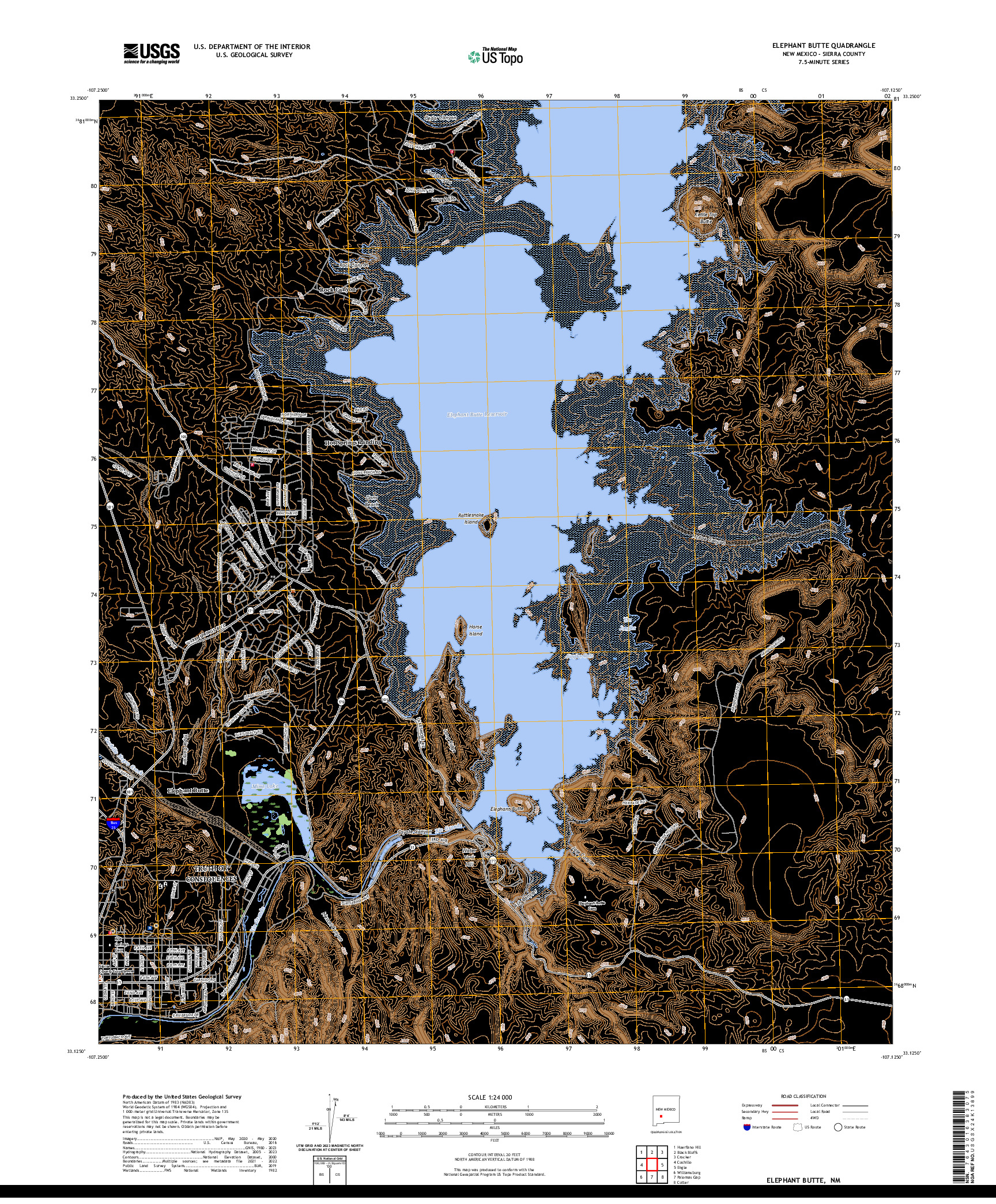 US TOPO 7.5-MINUTE MAP FOR ELEPHANT BUTTE, NM