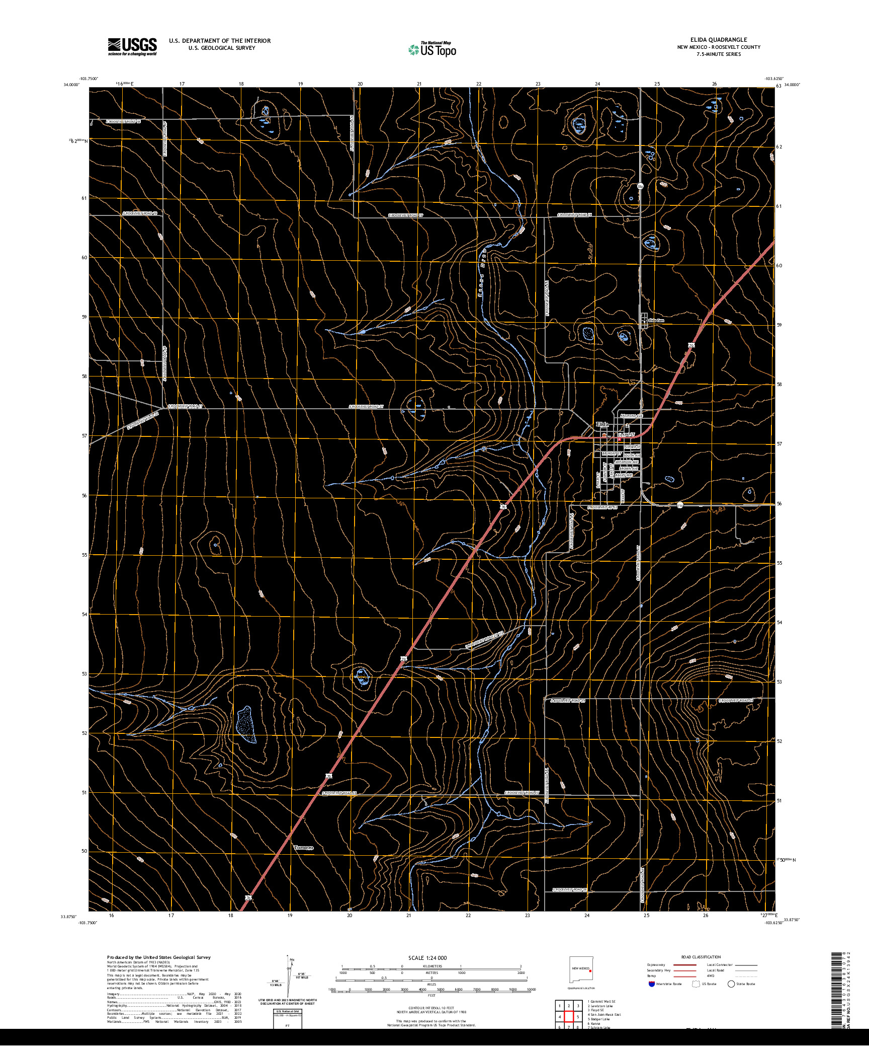 US TOPO 7.5-MINUTE MAP FOR ELIDA, NM