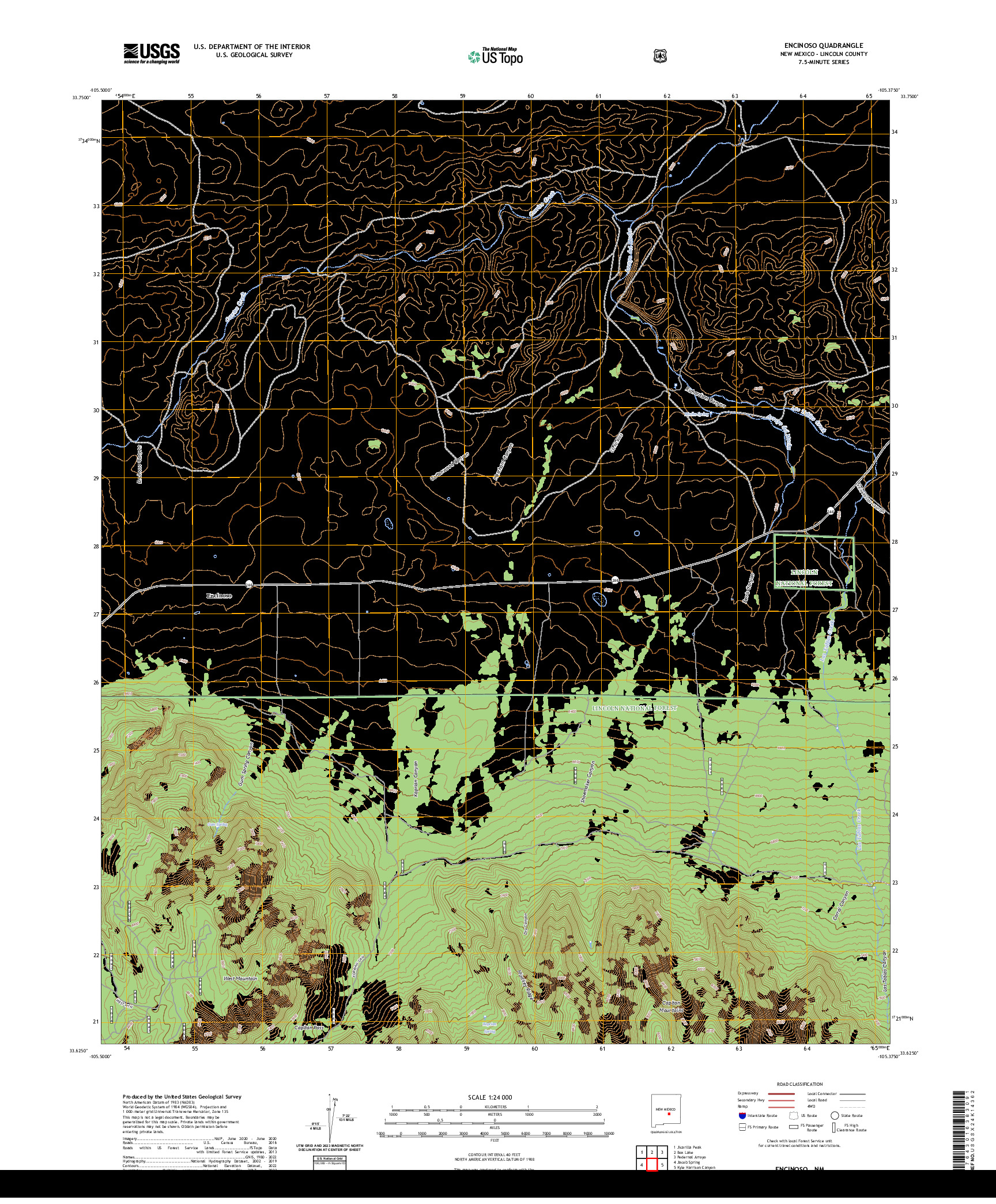 US TOPO 7.5-MINUTE MAP FOR ENCINOSO, NM