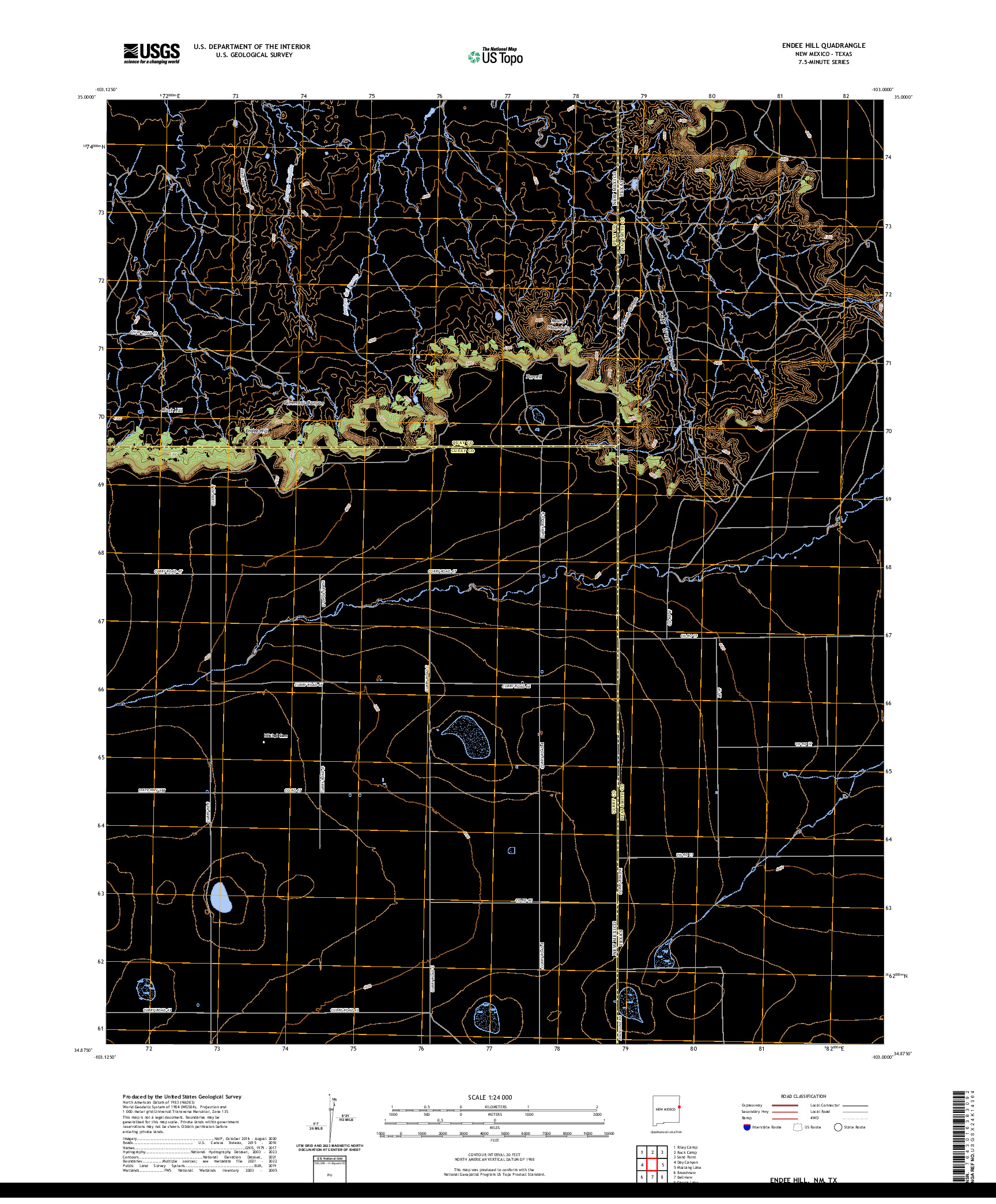 US TOPO 7.5-MINUTE MAP FOR ENDEE HILL, NM,TX