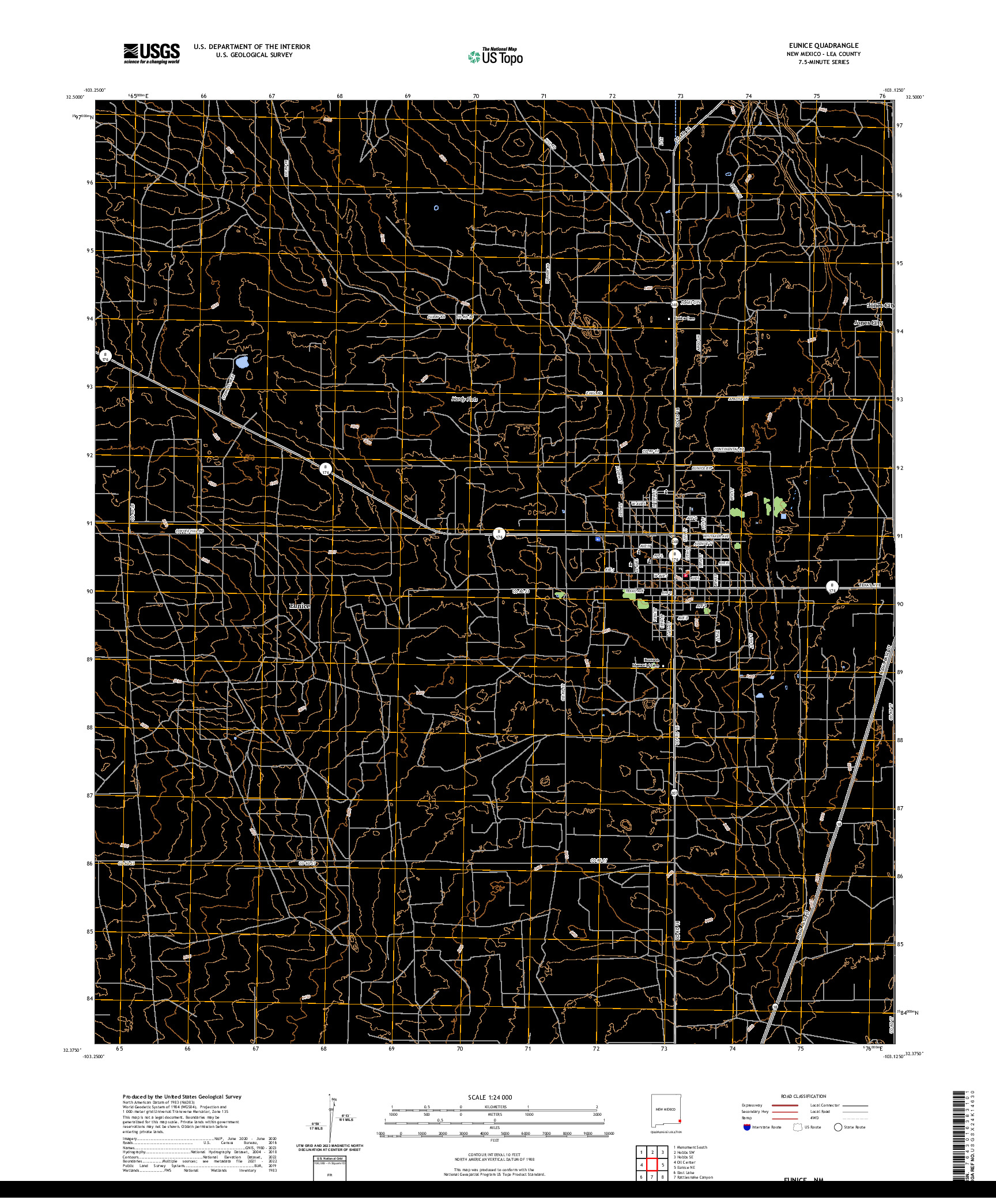 US TOPO 7.5-MINUTE MAP FOR EUNICE, NM