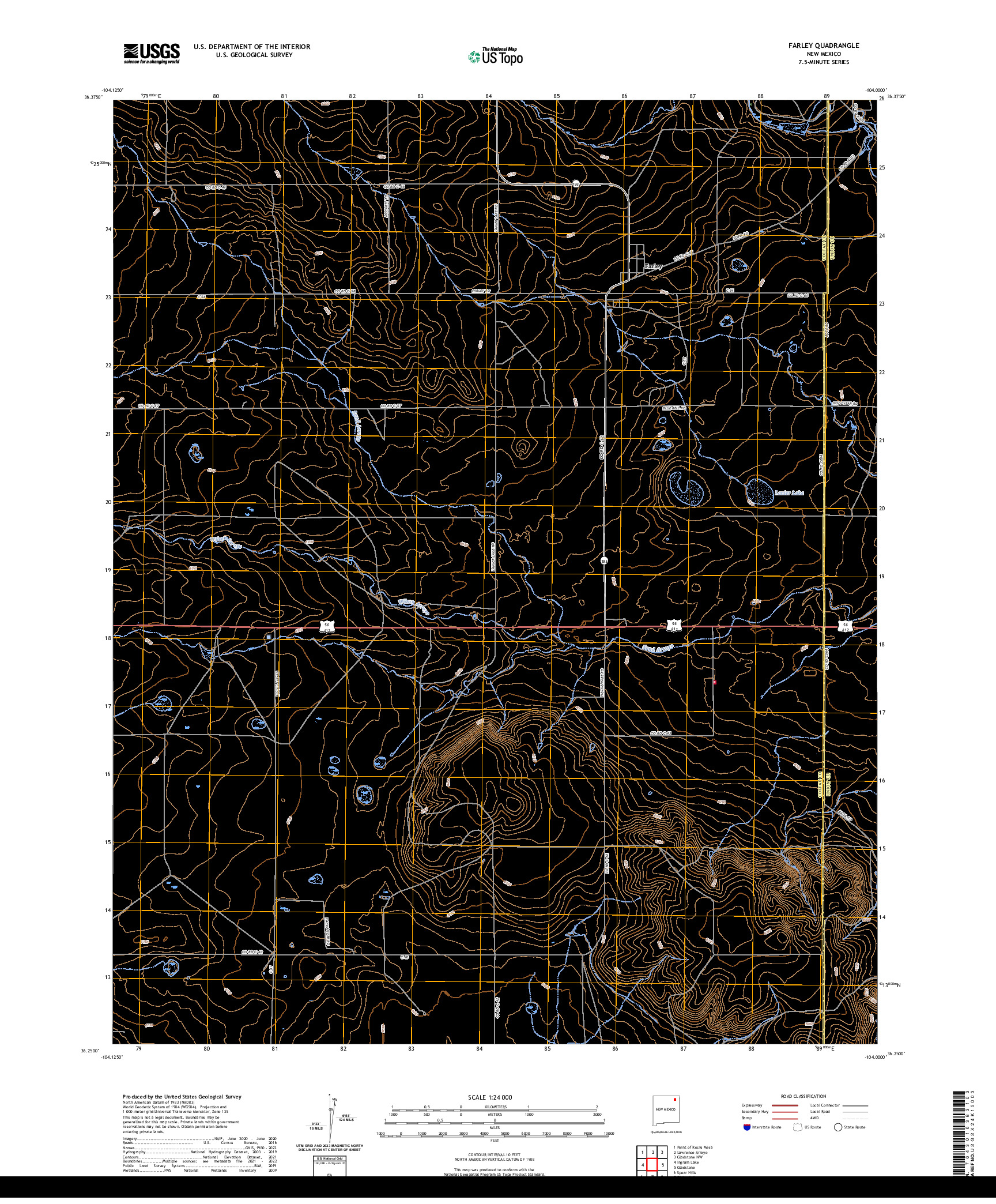 US TOPO 7.5-MINUTE MAP FOR FARLEY, NM