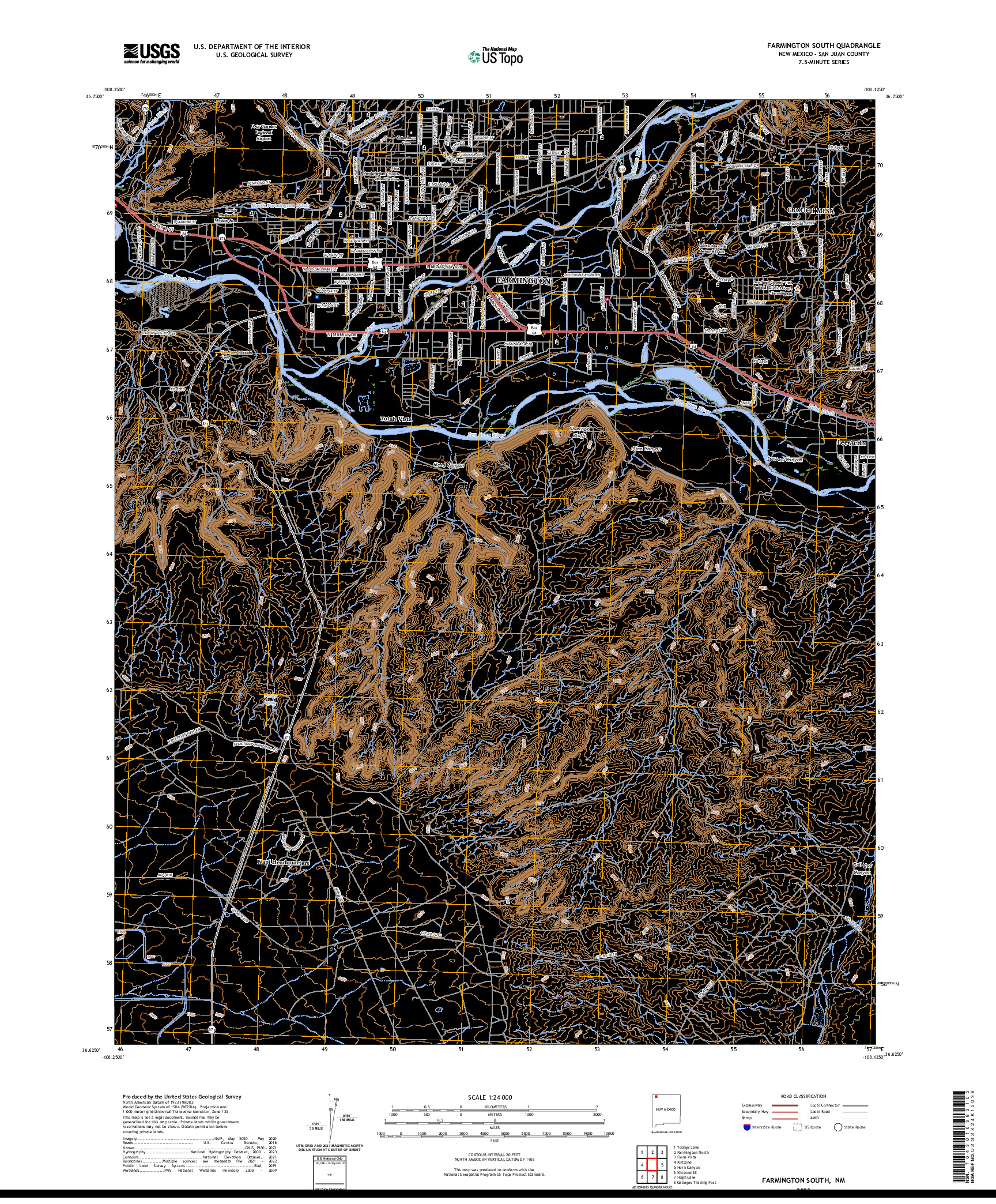 US TOPO 7.5-MINUTE MAP FOR FARMINGTON SOUTH, NM