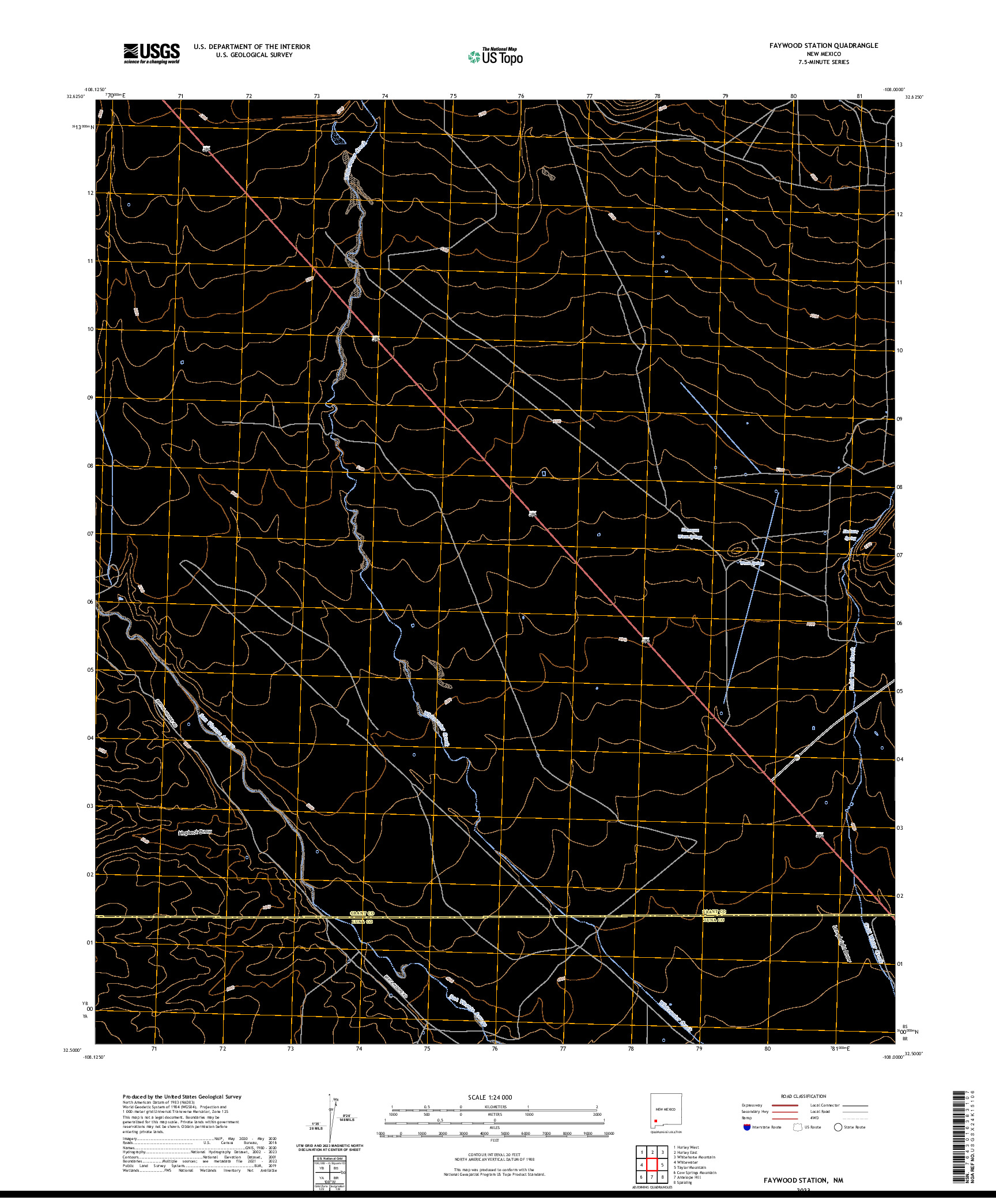 US TOPO 7.5-MINUTE MAP FOR FAYWOOD STATION, NM