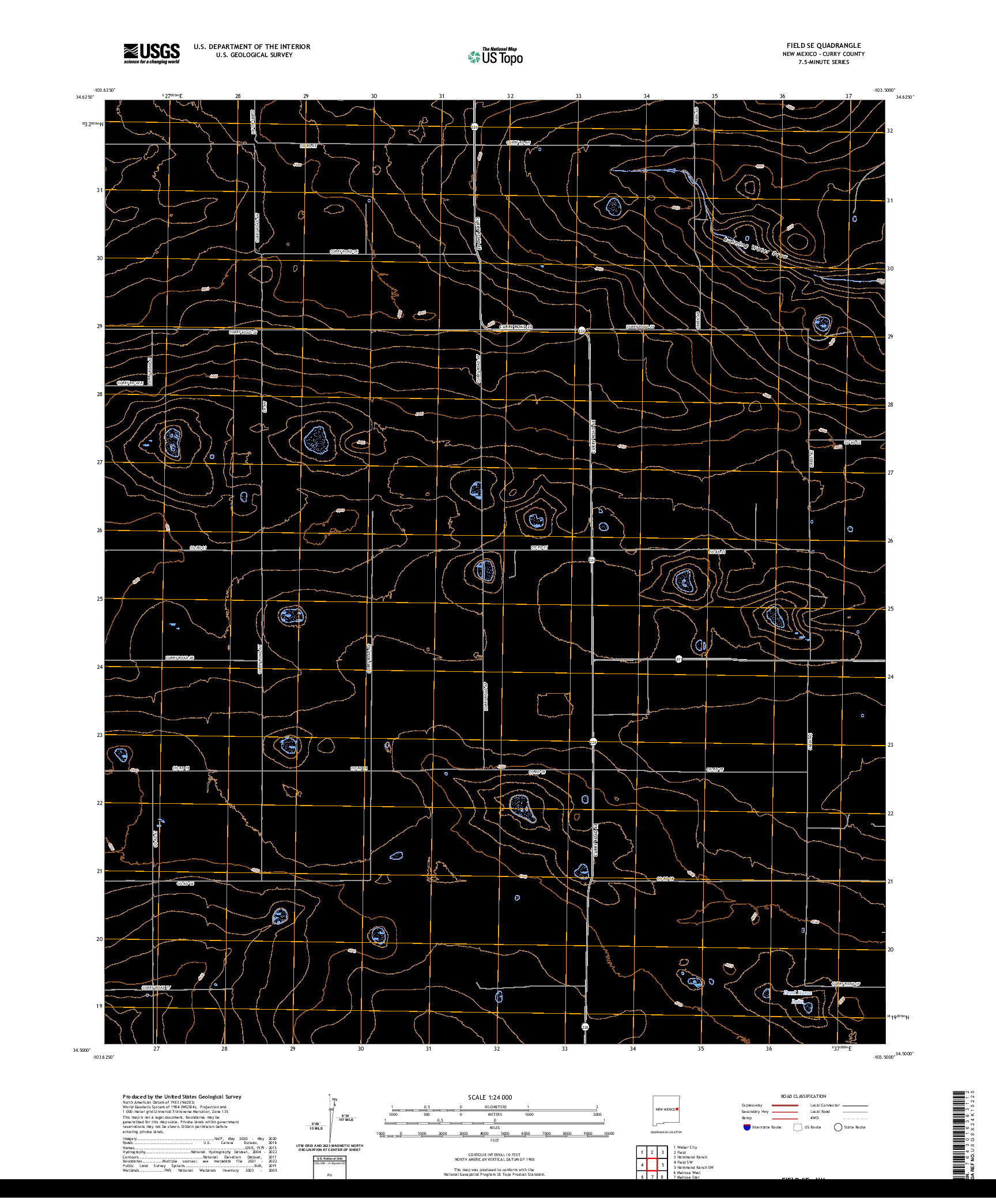 US TOPO 7.5-MINUTE MAP FOR FIELD SE, NM