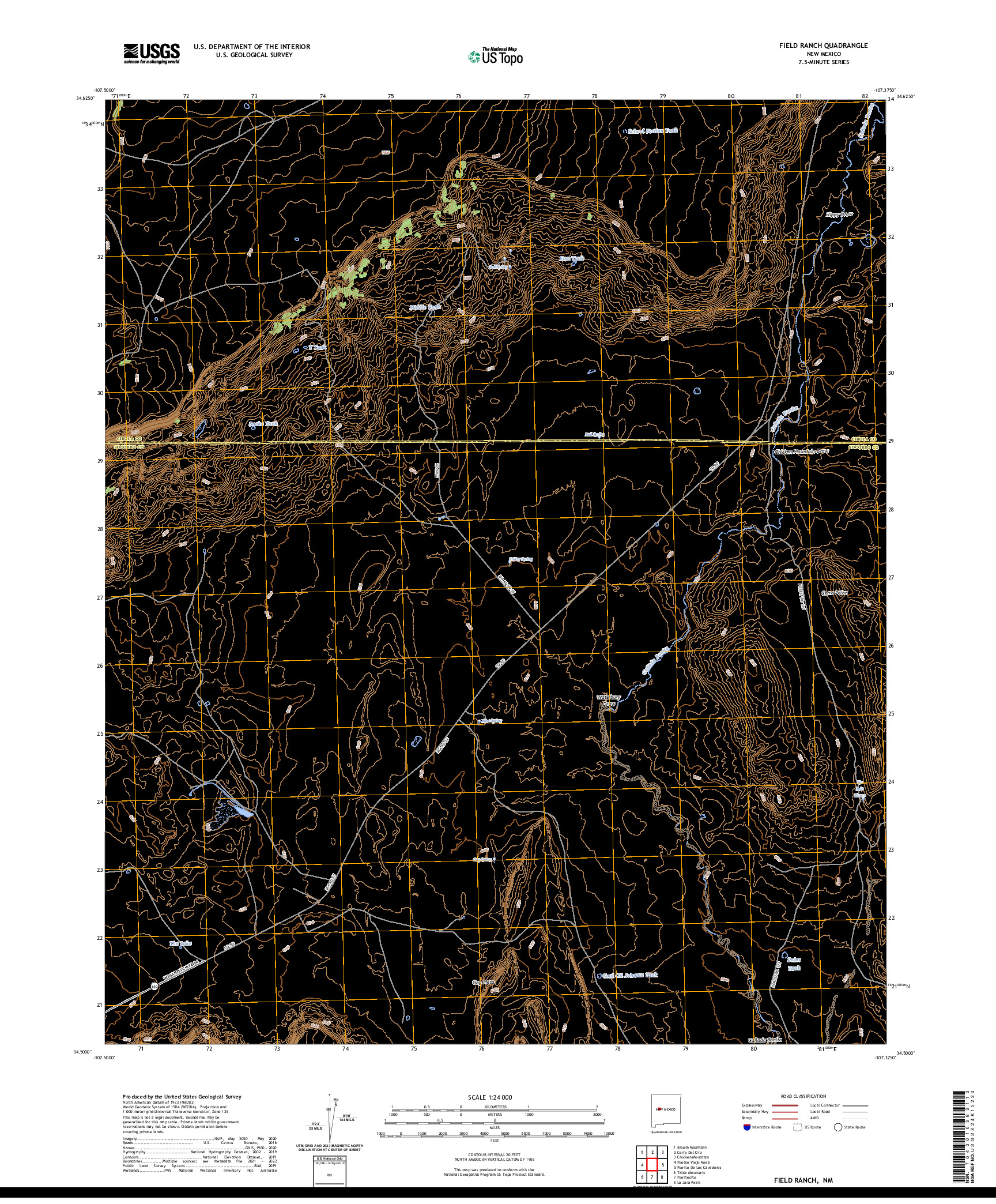 US TOPO 7.5-MINUTE MAP FOR FIELD RANCH, NM