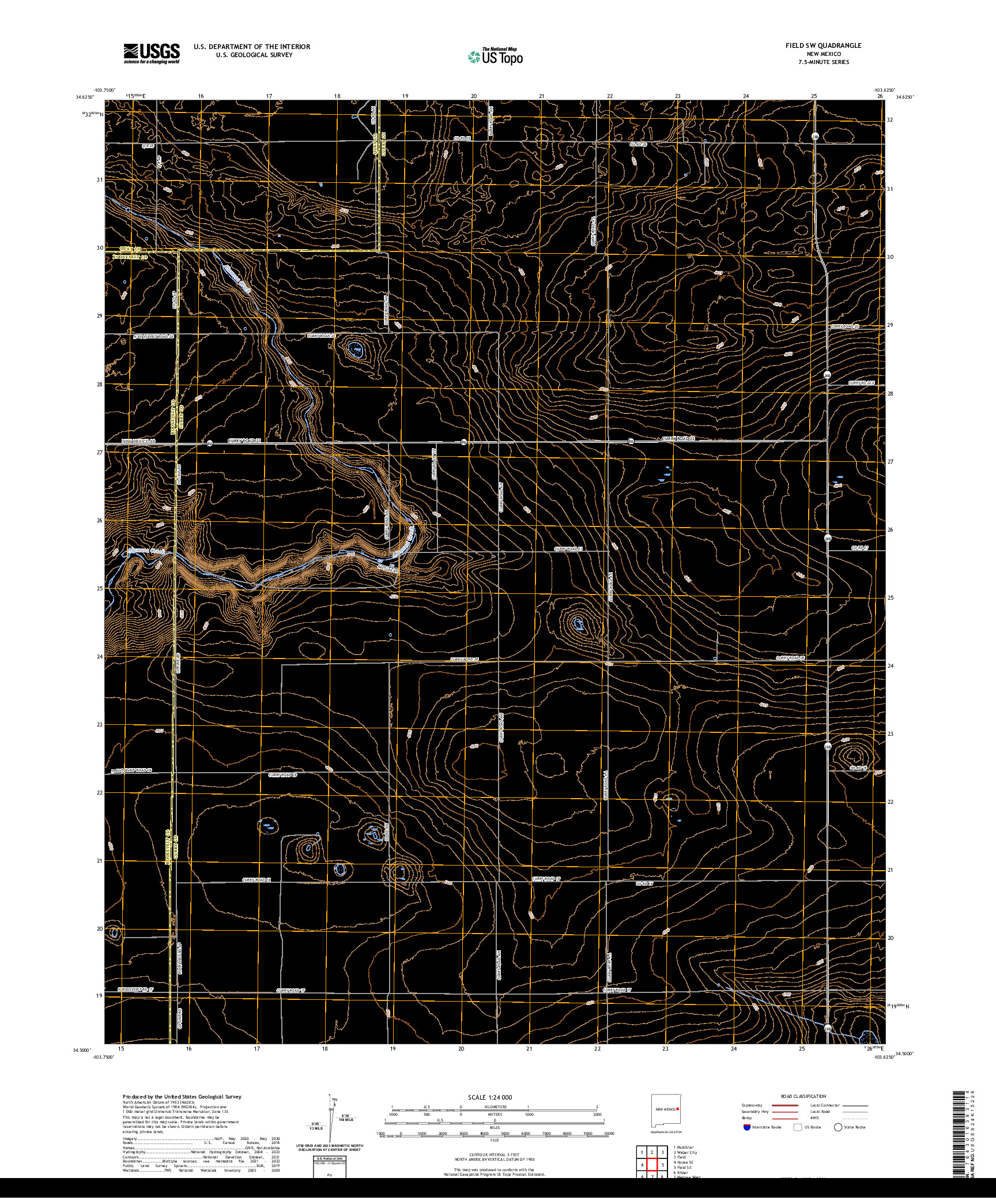 US TOPO 7.5-MINUTE MAP FOR FIELD SW, NM