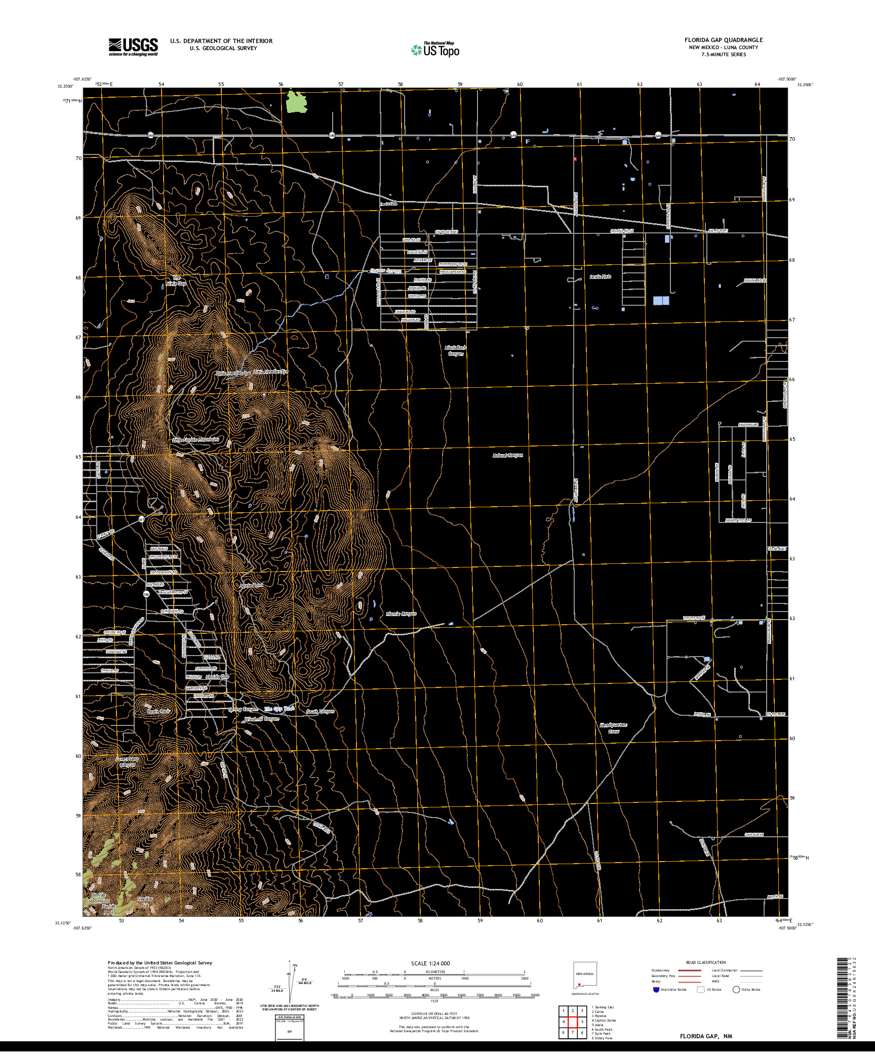 US TOPO 7.5-MINUTE MAP FOR FLORIDA GAP, NM