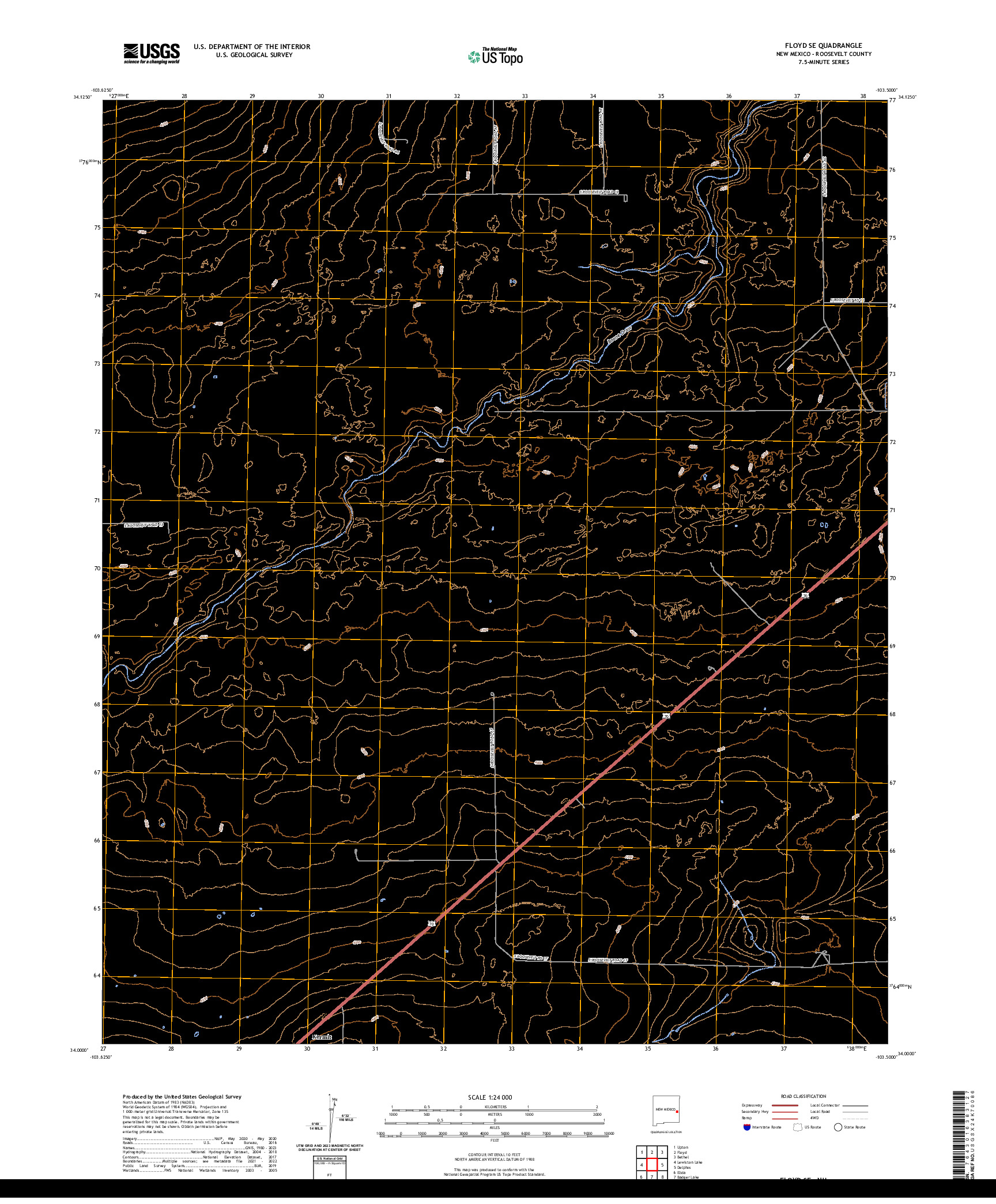 US TOPO 7.5-MINUTE MAP FOR FLOYD SE, NM