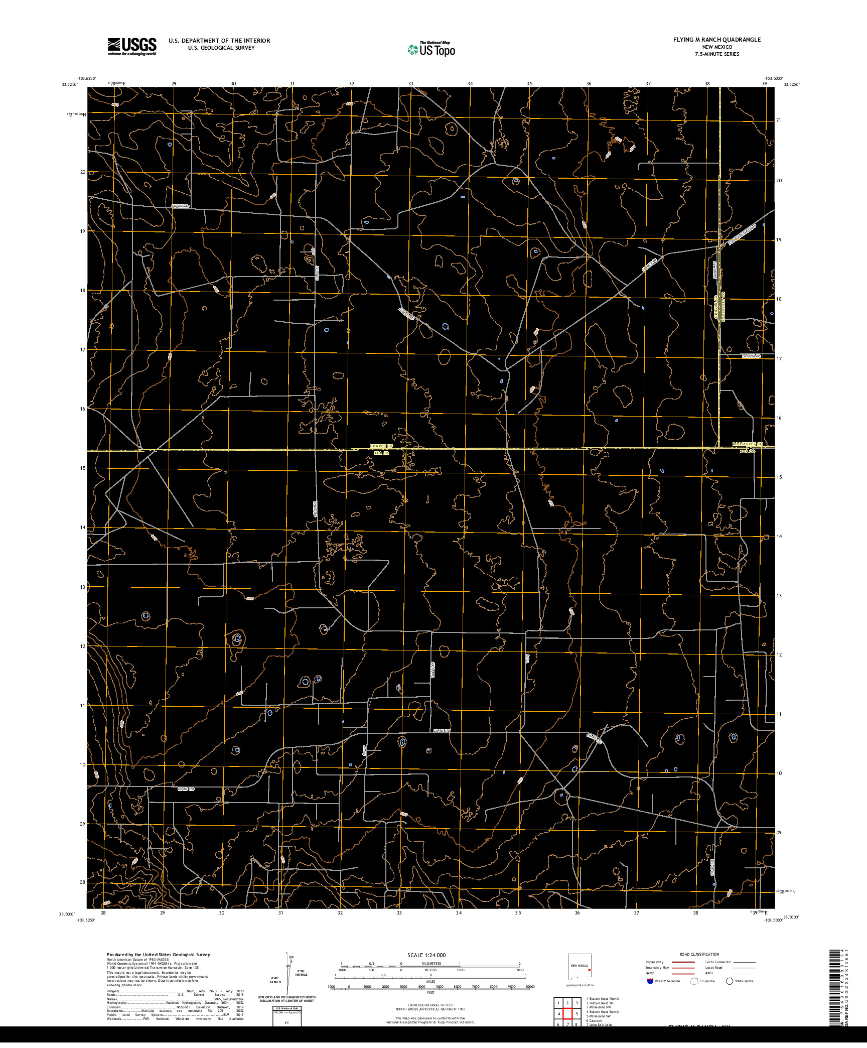 US TOPO 7.5-MINUTE MAP FOR FLYING M RANCH, NM