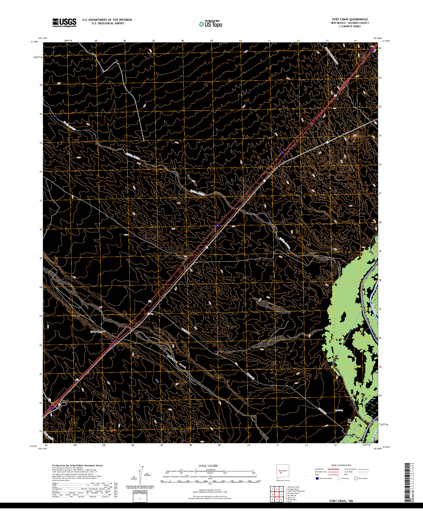 US TOPO 7.5-MINUTE MAP FOR FORT CRAIG, NM