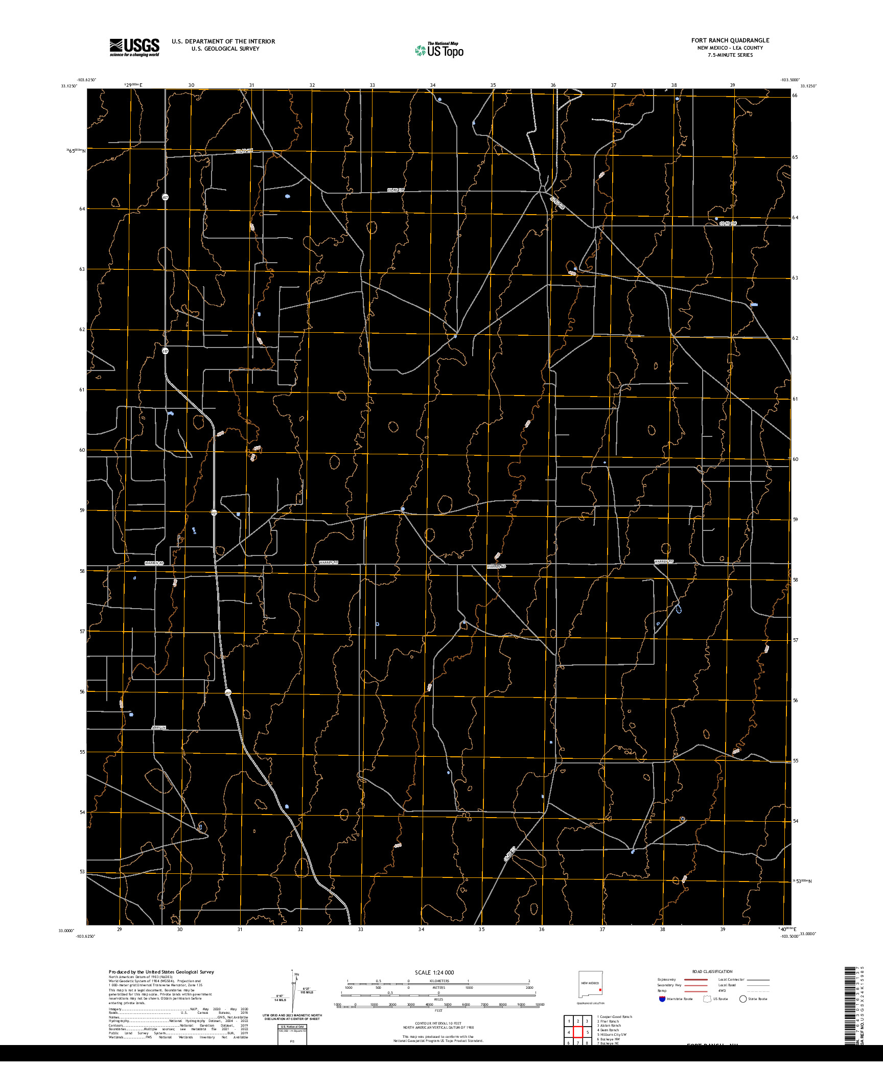 US TOPO 7.5-MINUTE MAP FOR FORT RANCH, NM