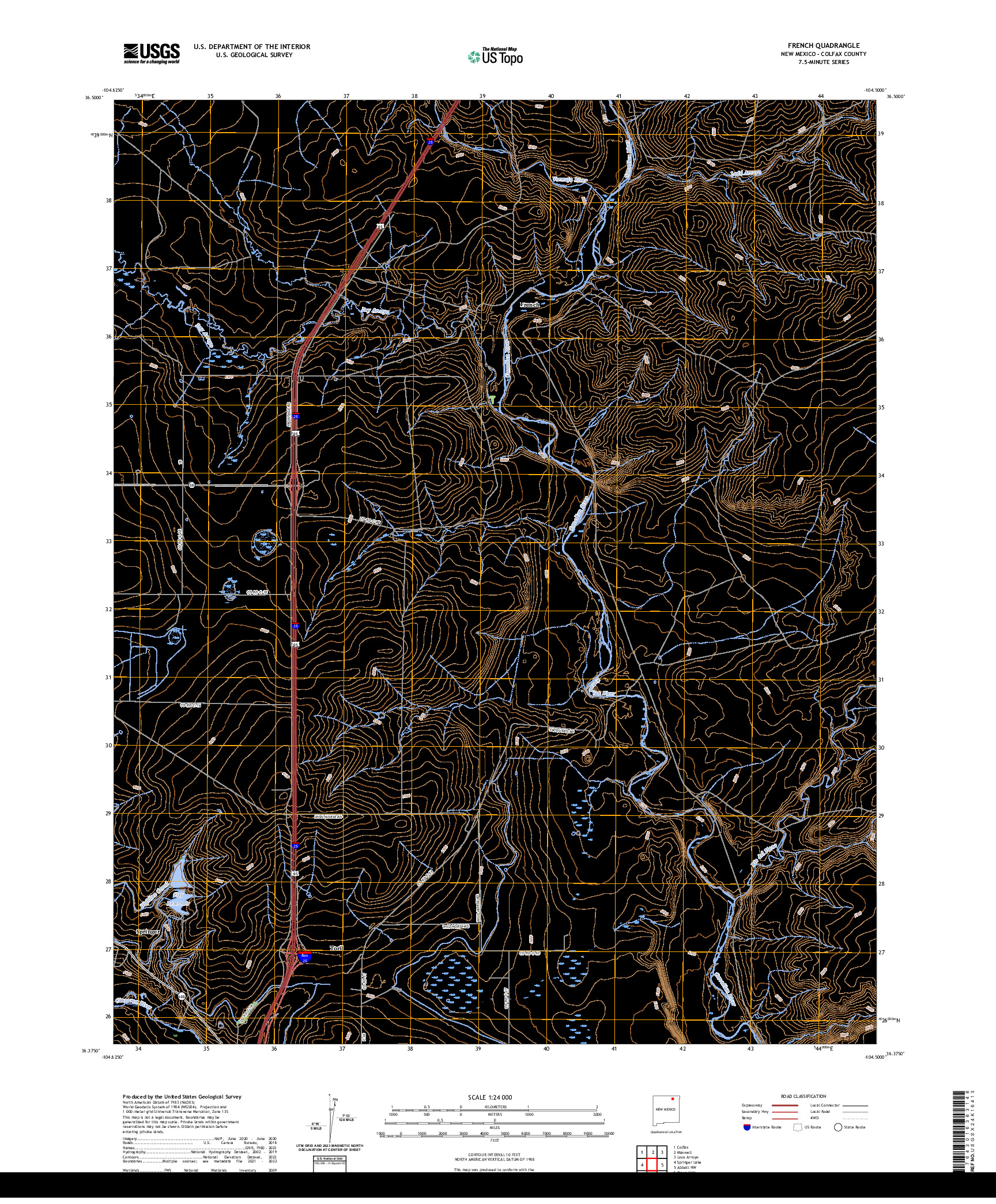 US TOPO 7.5-MINUTE MAP FOR FRENCH, NM