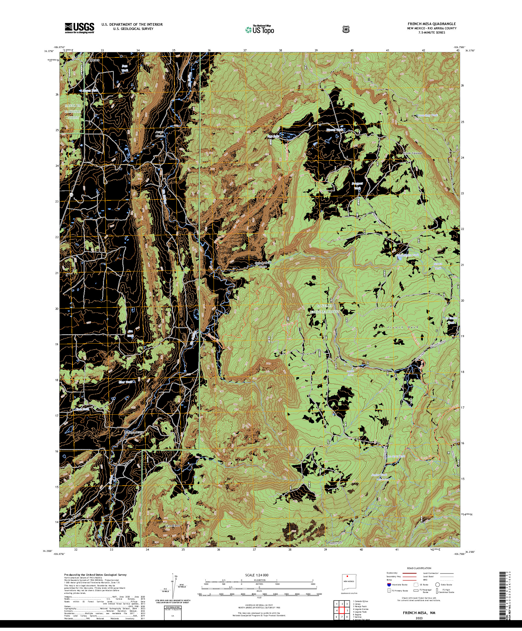 US TOPO 7.5-MINUTE MAP FOR FRENCH MESA, NM