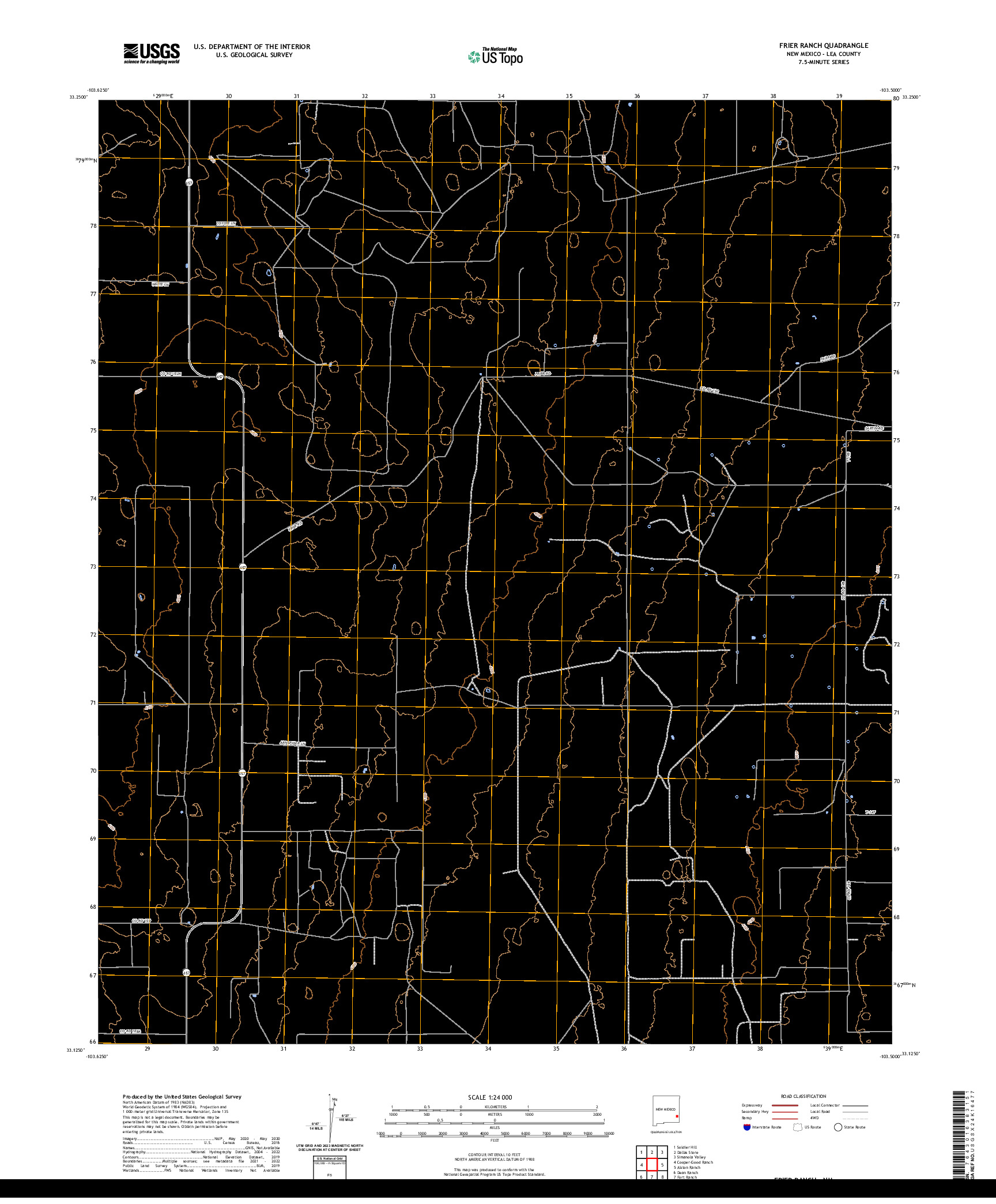 US TOPO 7.5-MINUTE MAP FOR FRIER RANCH, NM