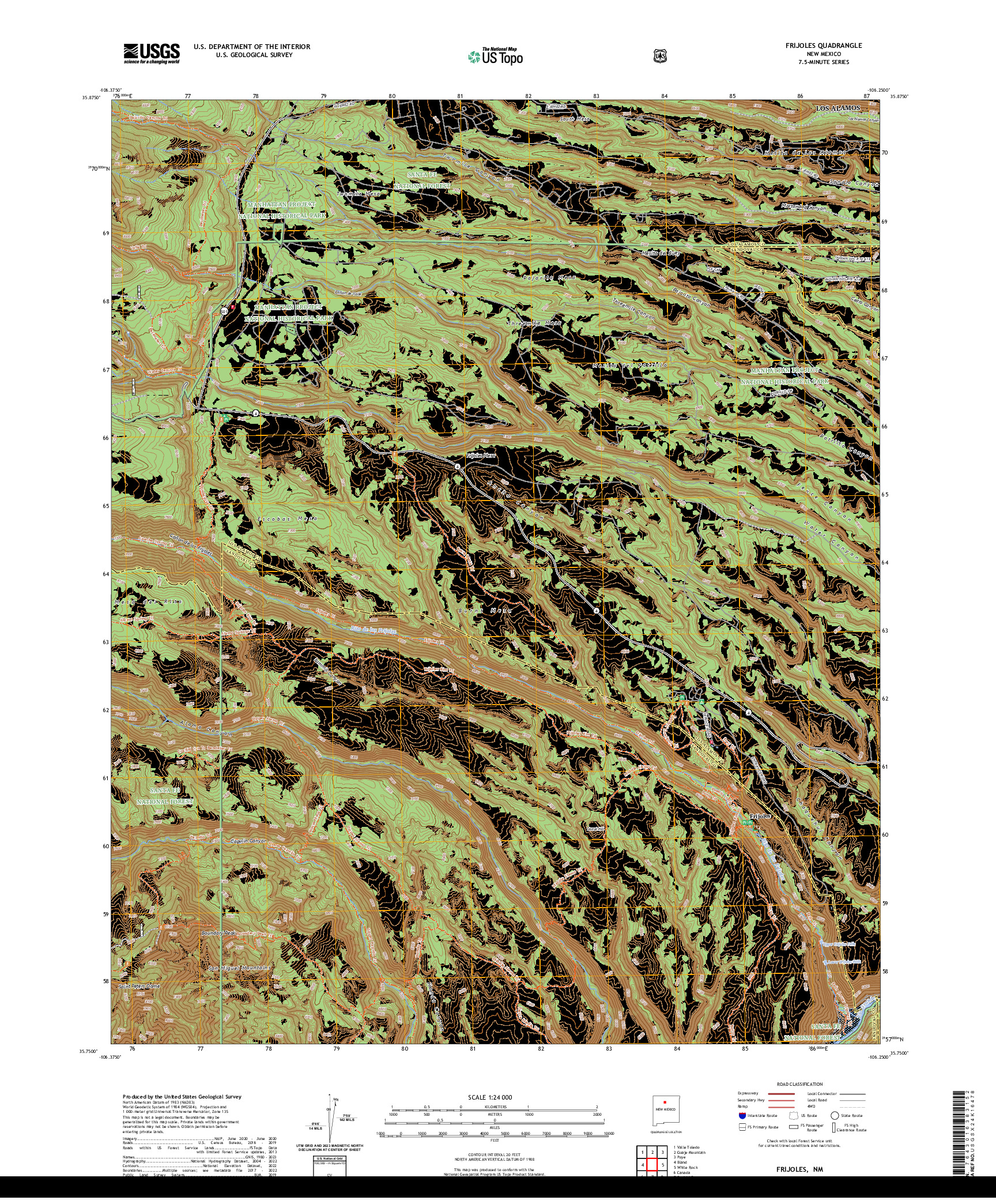 US TOPO 7.5-MINUTE MAP FOR FRIJOLES, NM