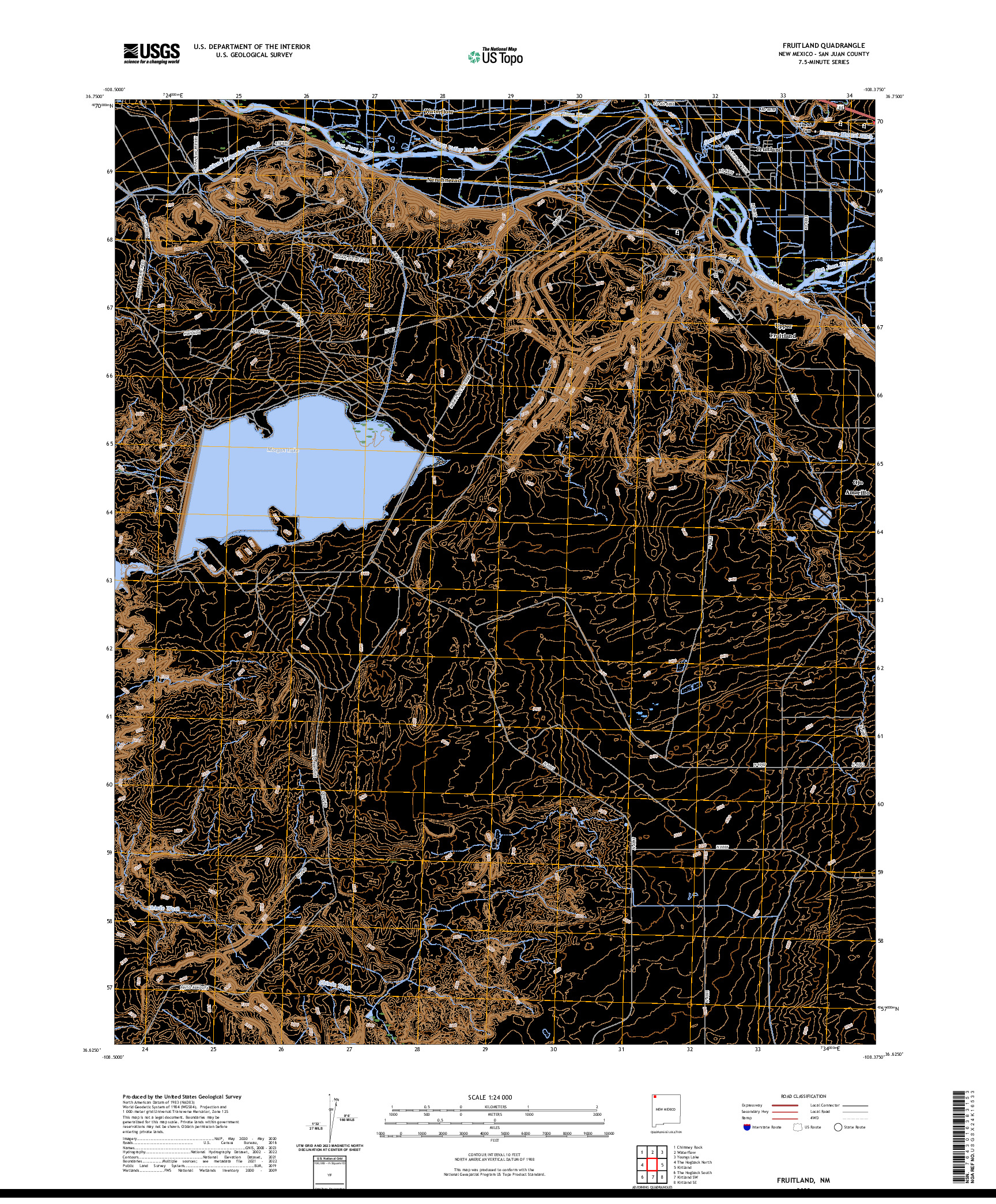 US TOPO 7.5-MINUTE MAP FOR FRUITLAND, NM