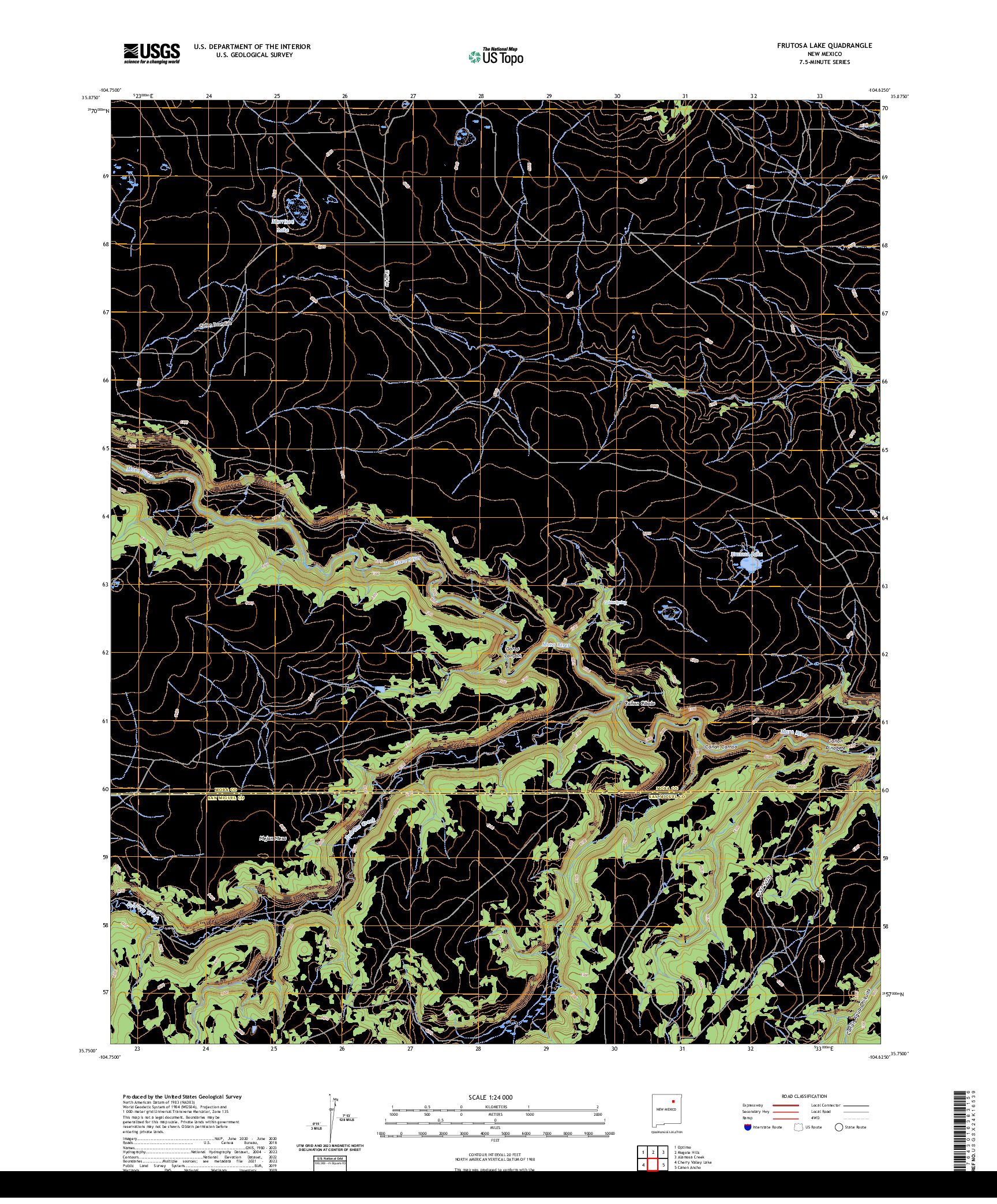 US TOPO 7.5-MINUTE MAP FOR FRUTOSA LAKE, NM