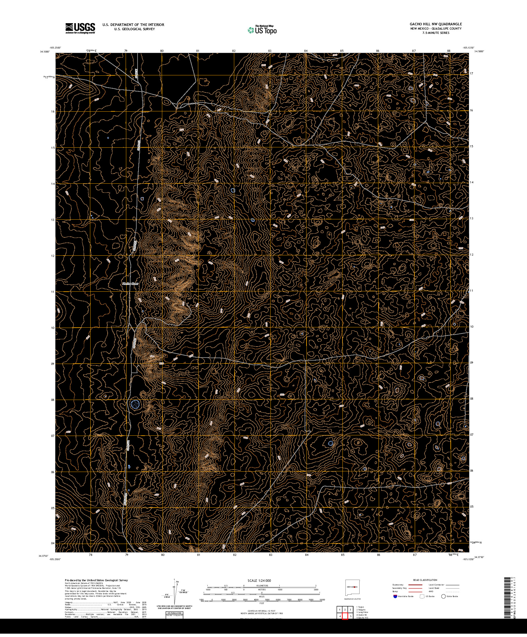 US TOPO 7.5-MINUTE MAP FOR GACHO HILL NW, NM