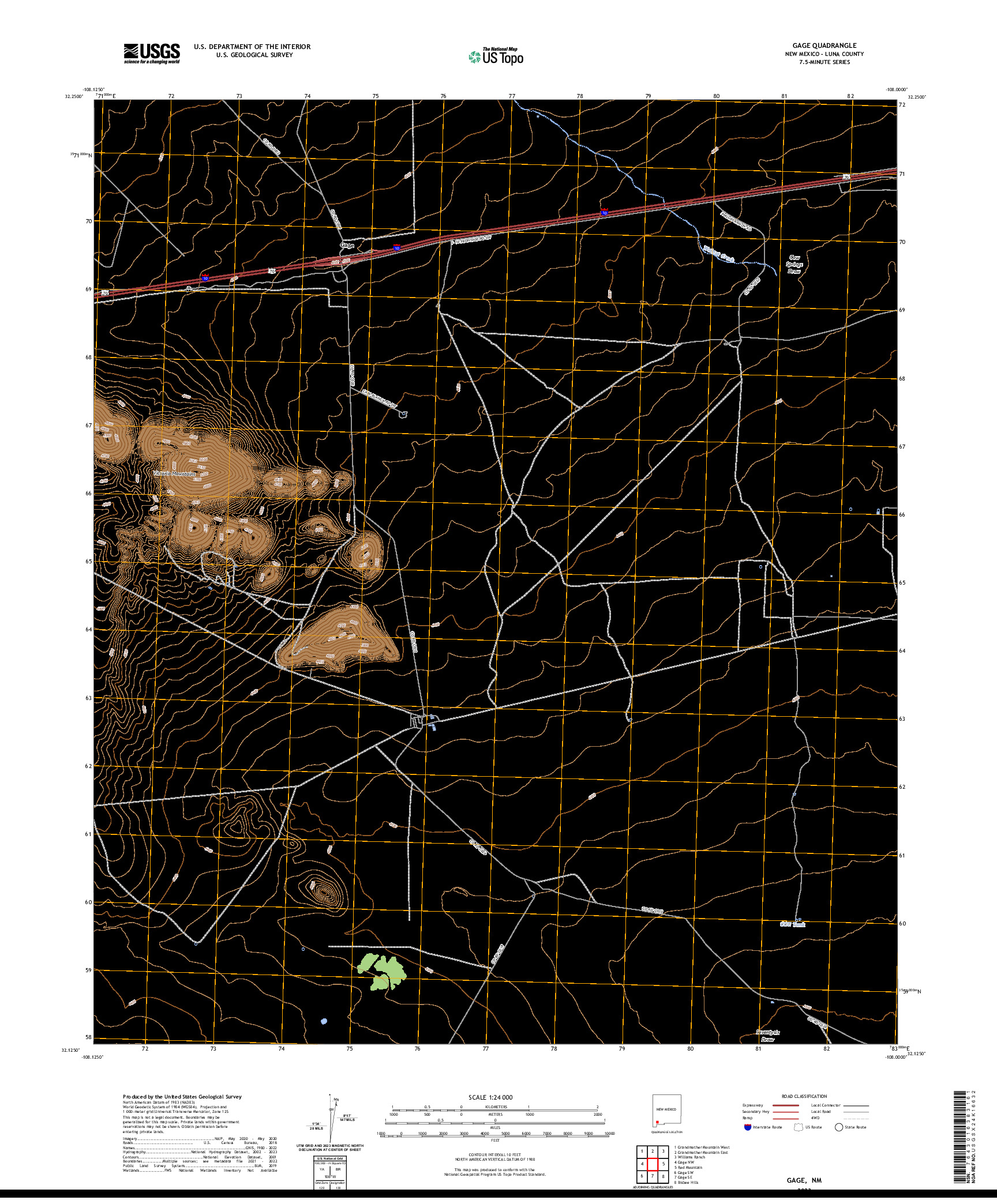 US TOPO 7.5-MINUTE MAP FOR GAGE, NM