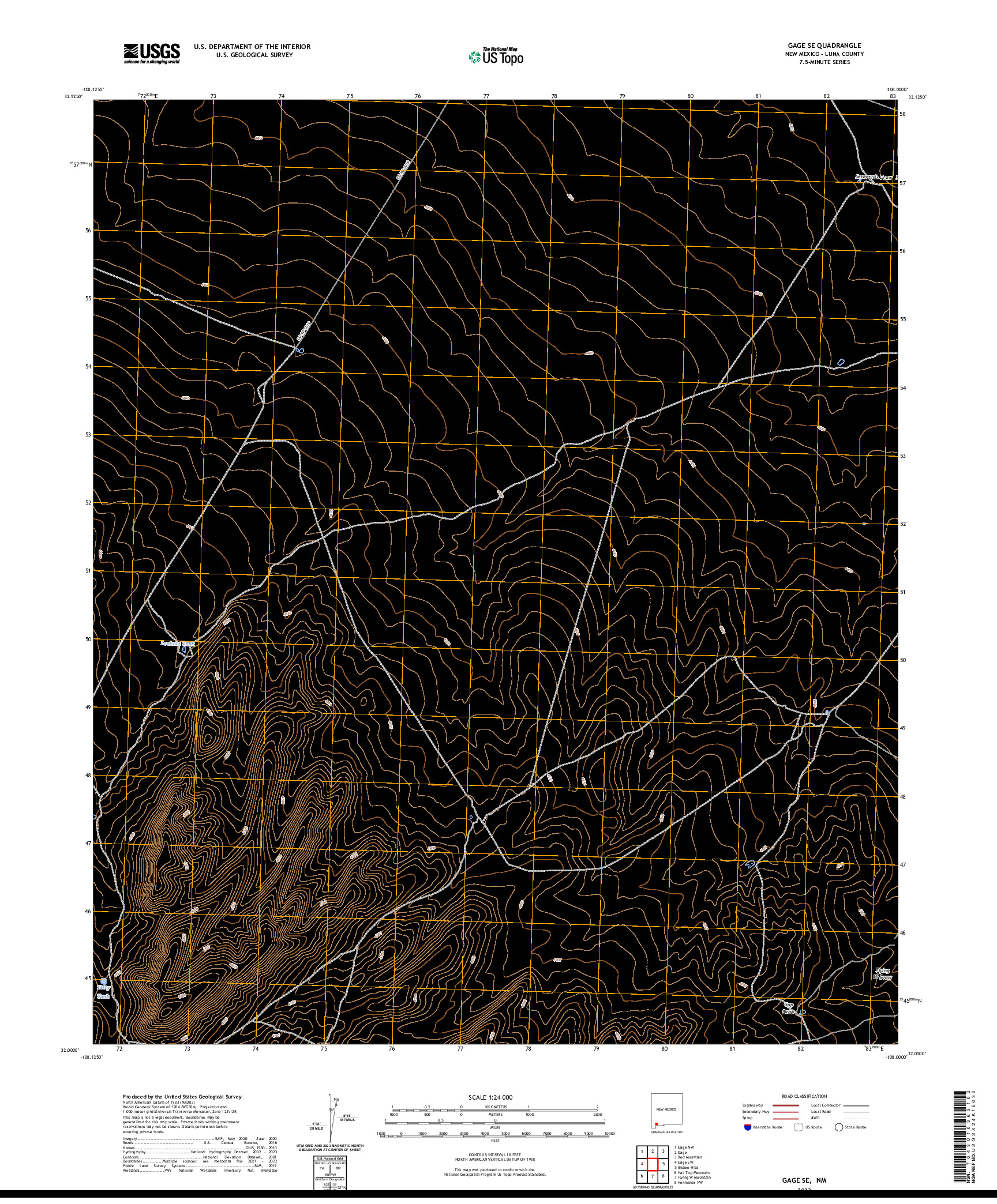 US TOPO 7.5-MINUTE MAP FOR GAGE SE, NM