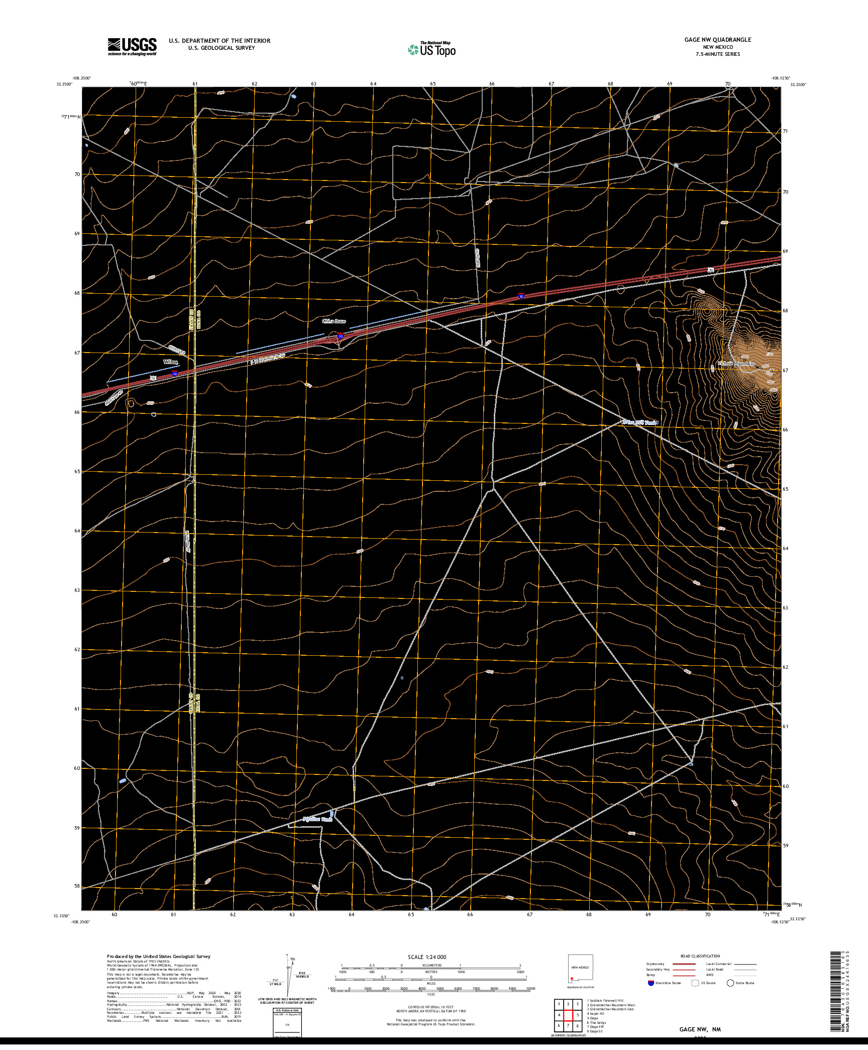 US TOPO 7.5-MINUTE MAP FOR GAGE NW, NM