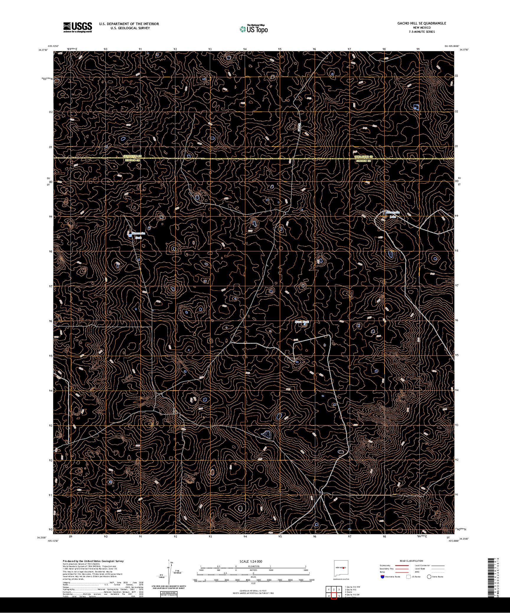 US TOPO 7.5-MINUTE MAP FOR GACHO HILL SE, NM