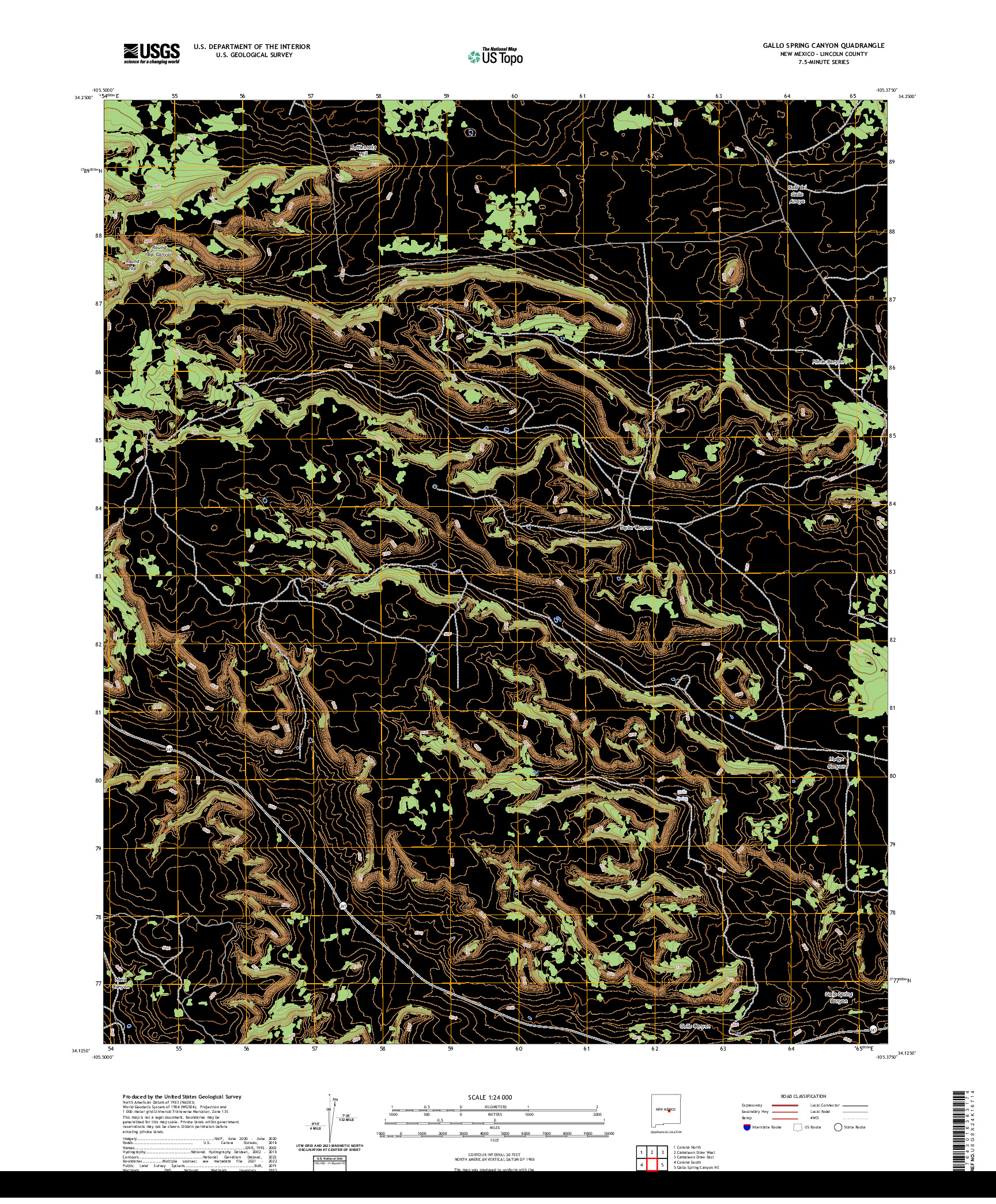 US TOPO 7.5-MINUTE MAP FOR GALLO SPRING CANYON, NM