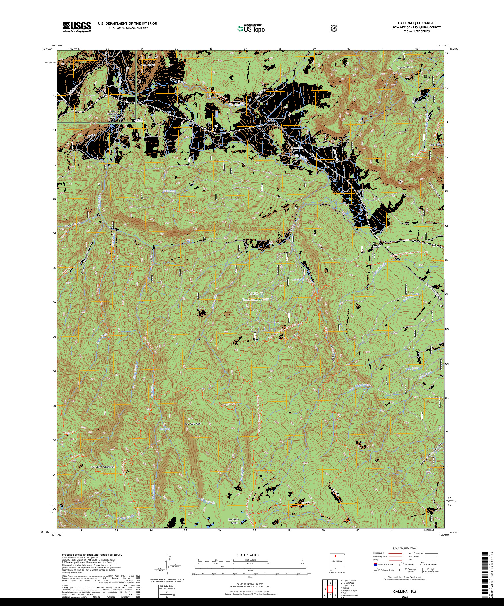 US TOPO 7.5-MINUTE MAP FOR GALLINA, NM